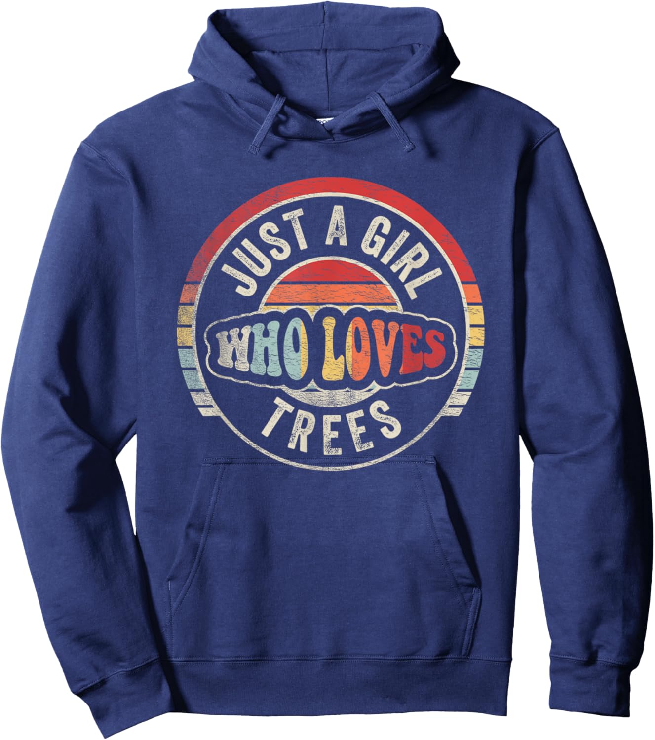 Retro Just A Girl Who Loves Trees Hiking Shirt Funny Camping Hoodie - Hoodie | Navy