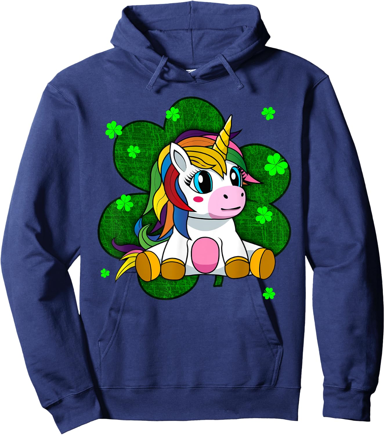 Cute Kids Unicorn Shirt Girls St Patricks Day Shamrock Hoodie - Hoodie | Navy