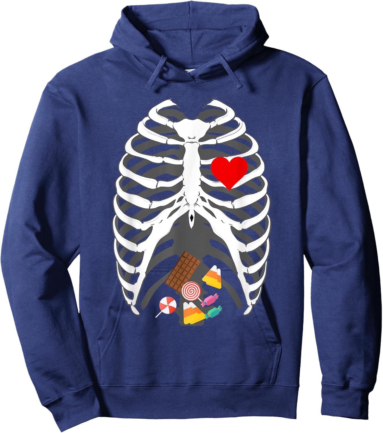 Halloween skeleton X-Ray Candy Belly funny Halloween costume Hoodie - Hoodie | Navy
