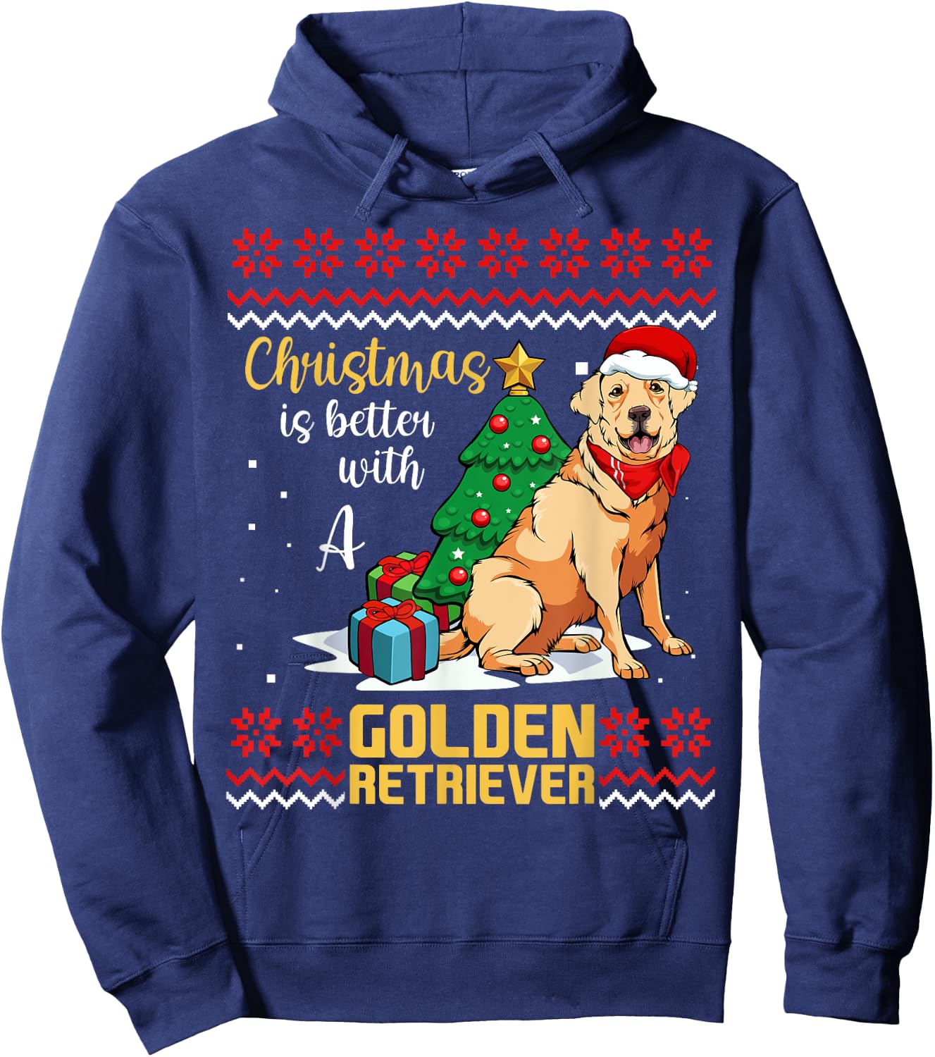 Christmas Is Better With A Golden Retriever Pajama Dog X-Mas Men Women Kids Hoodie - Hoodie | Navy