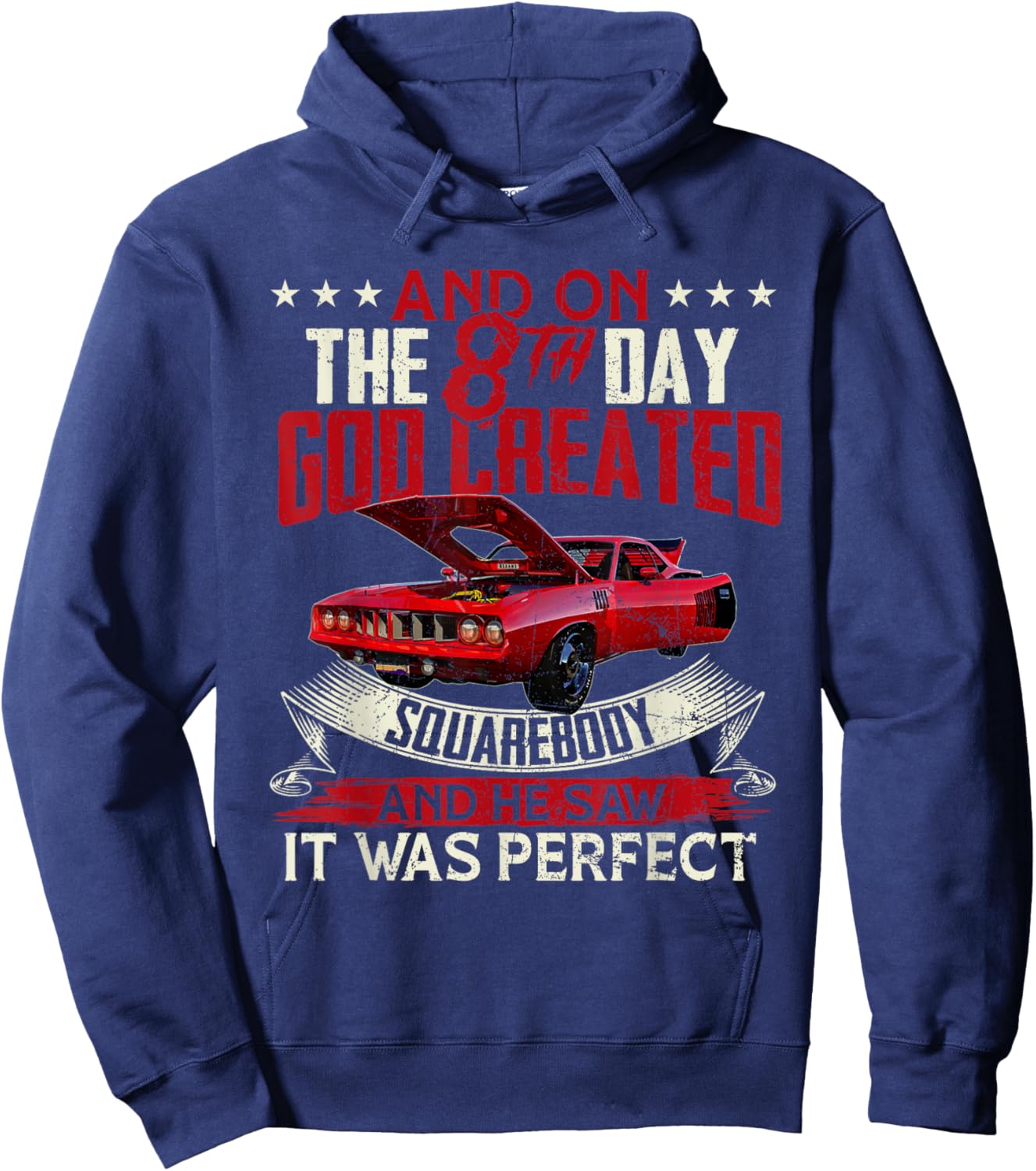 Hemi cuda plymouth barracuda And on the 8th god Muscle car Hoodie - Hoodie | Navy