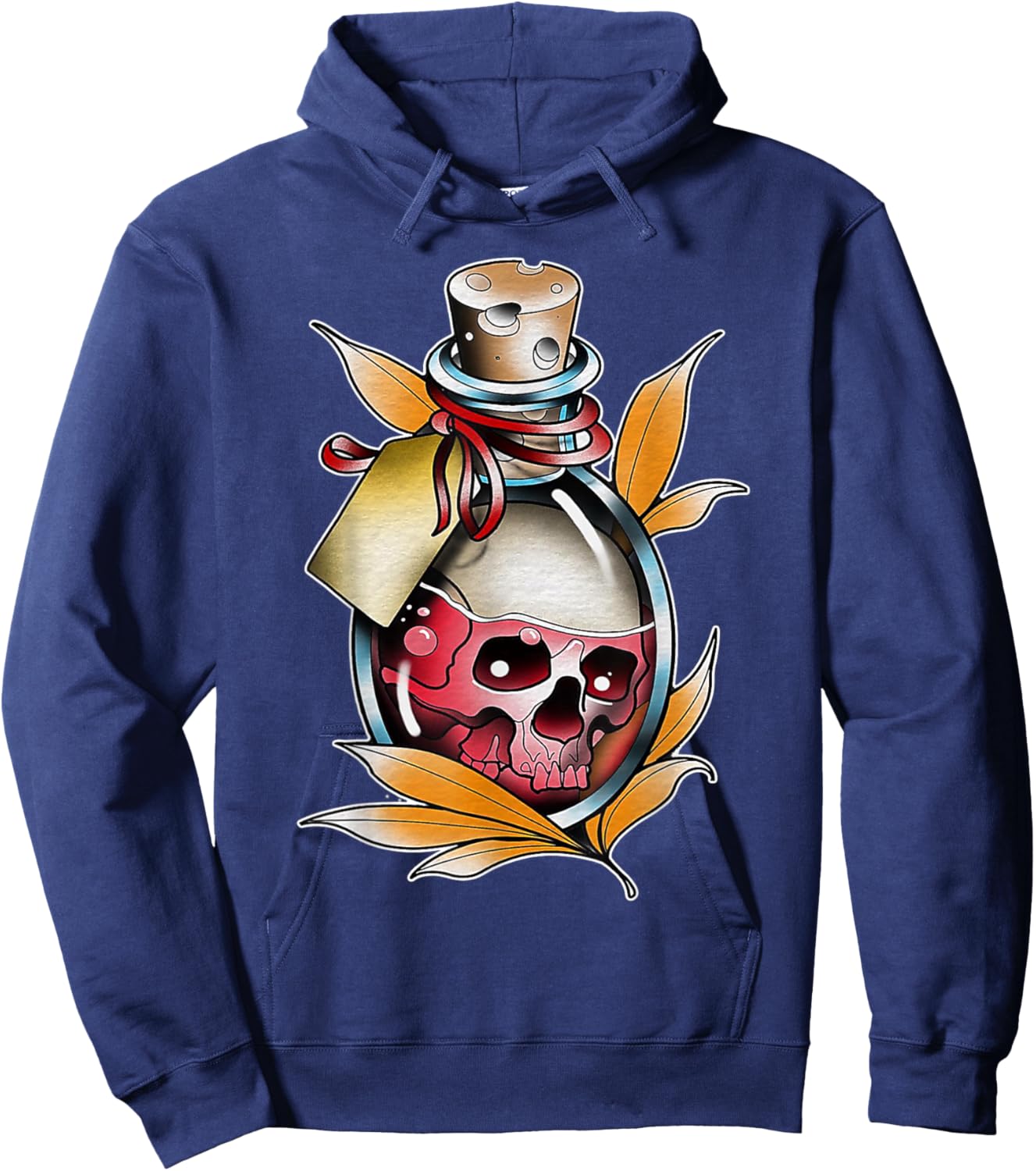 Skull Potion Poison Bottle Neo-Traditional Tattoo Flash Hoodie - Hoodie | Navy