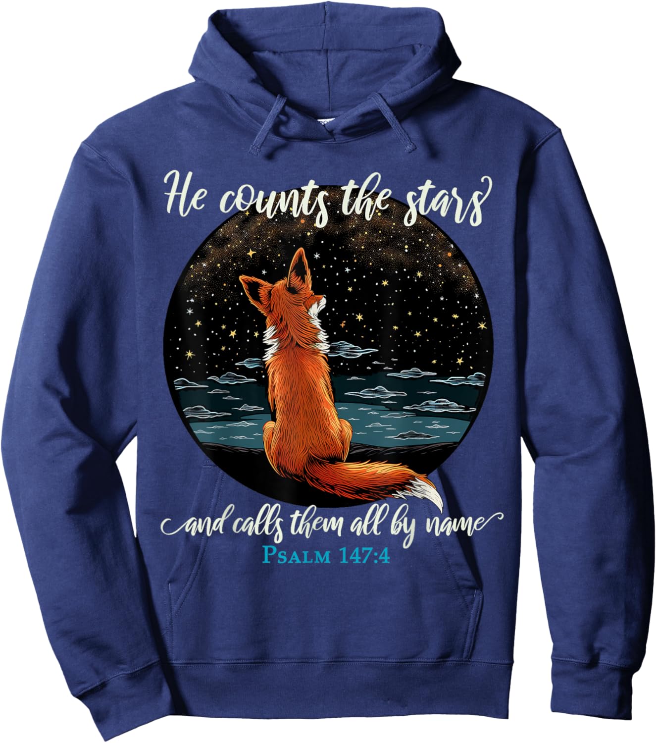 He Counts The Stars And Calls Them All By Name Psalm 147:4 Hoodie - Hoodie | Navy