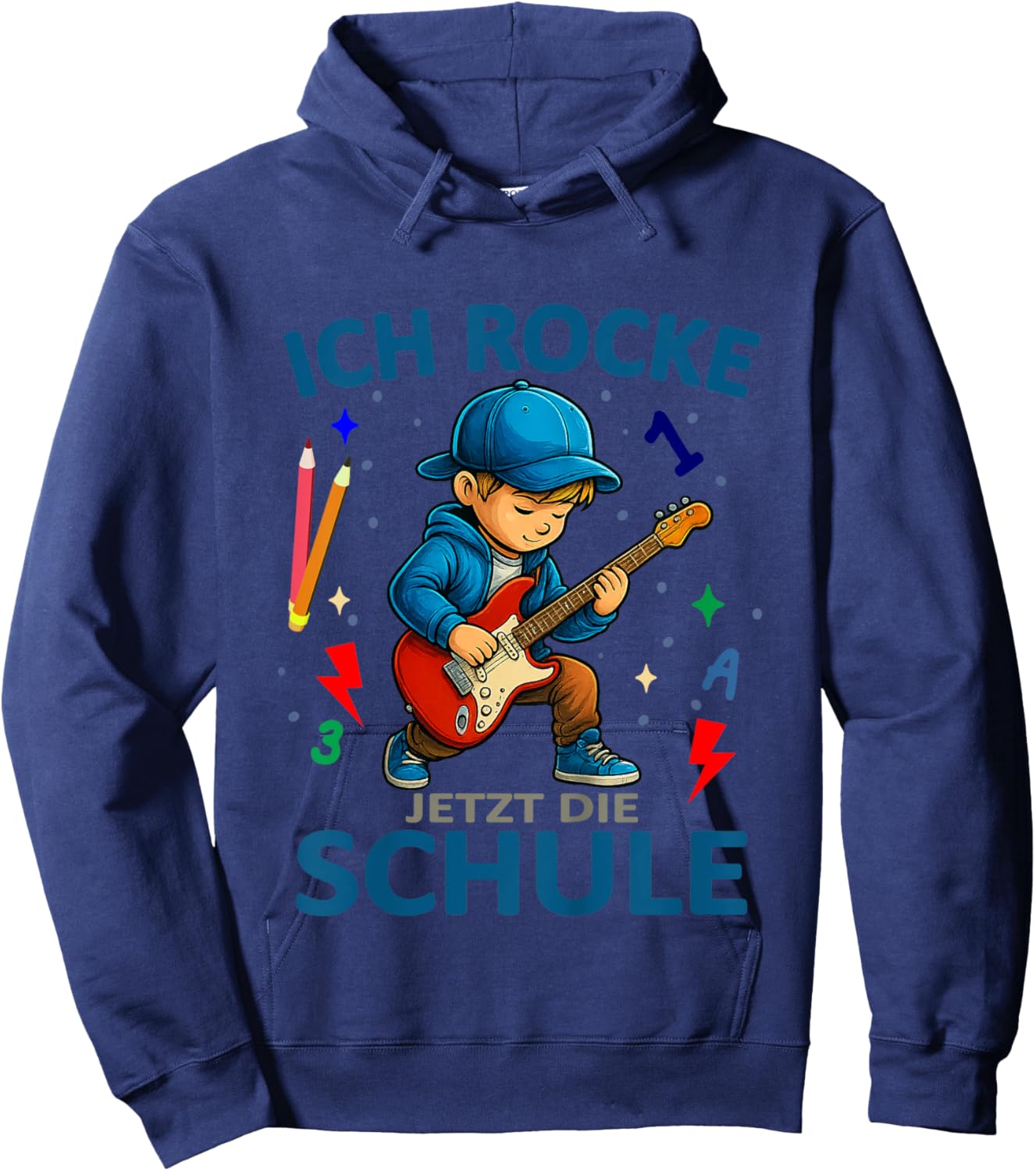Kinder Ich Rocke jetzt die Schule - Gitarrenspieler Schulanfang Hoodie - Hoodie | Navy