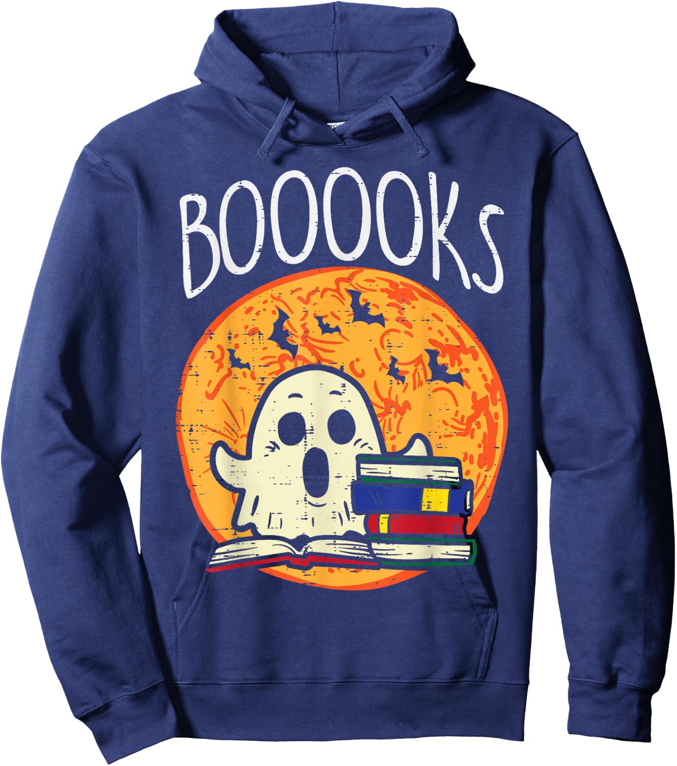 Books Ghost Boooks Halloween Reading Librarian Teacher Book Hoodie - Hoodie | Navy
