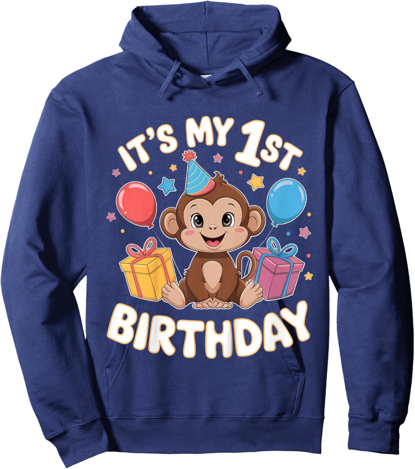 Kids 1st Birthday Monkey Party Design Hoodie - Hoodie | Navy