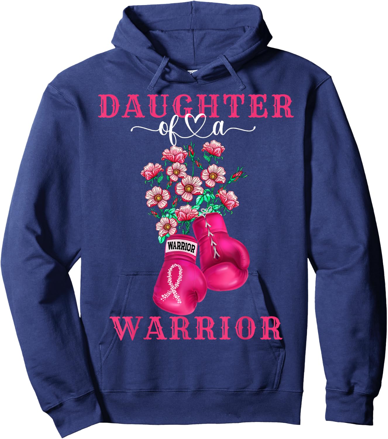 Daughter Of A Warrior Breast Cancer Awareness Support Squad Hoodie - Hoodie | Navy