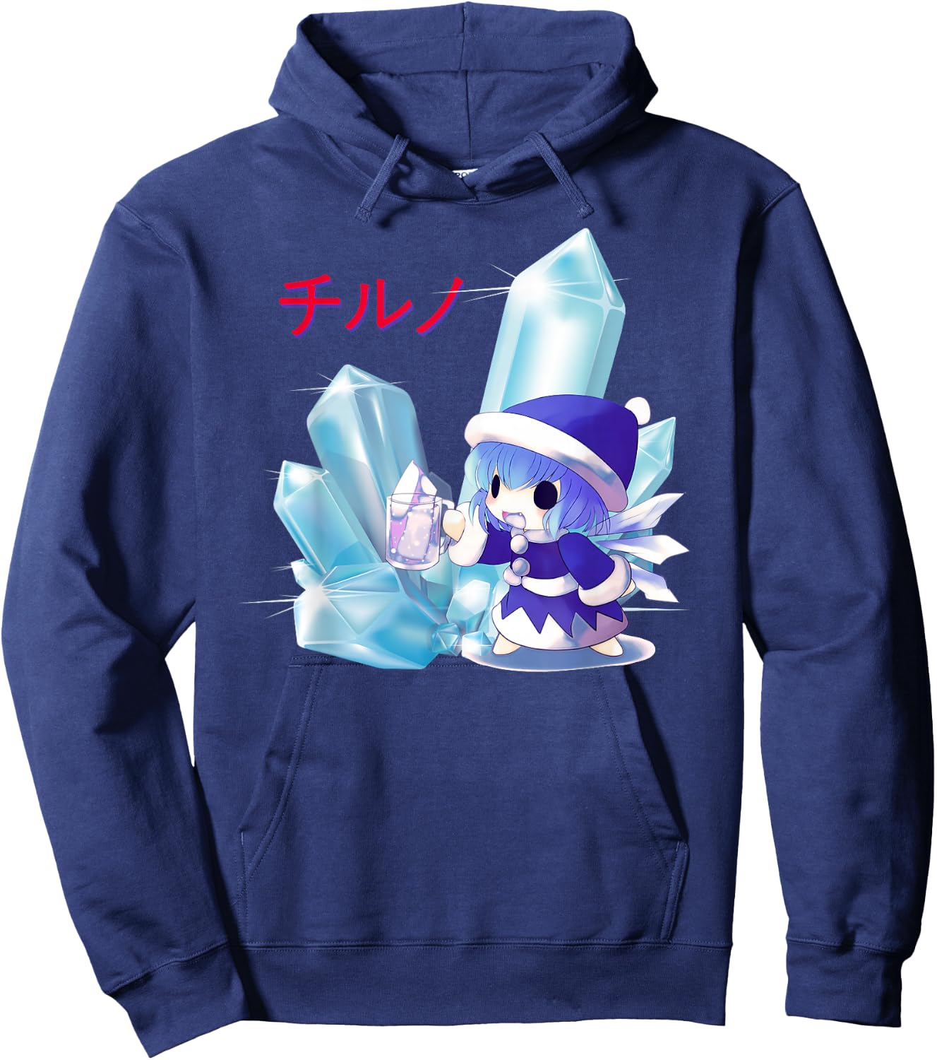 Cute Japanese Cirno Chibi - Kawaii Manga Anime Girl Otaku Hoodie - Hoodie | Navy