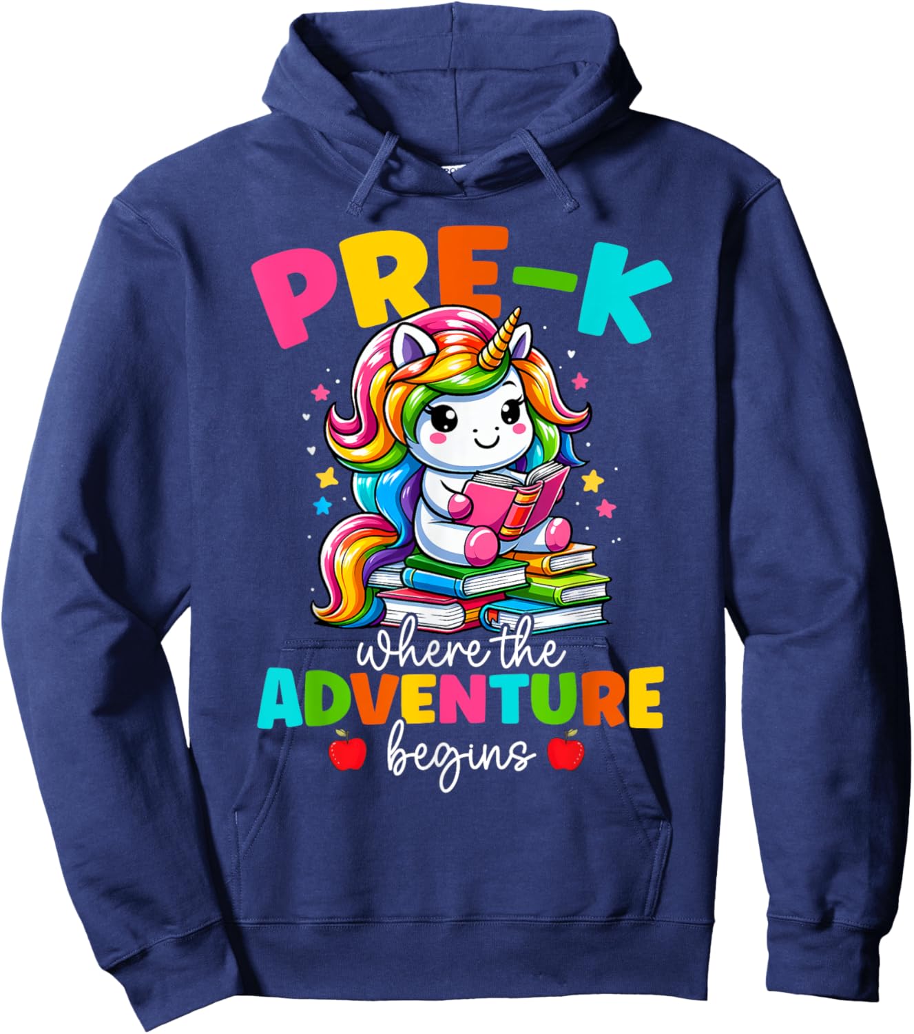 Pre-K Where The Adventure Begins Unicorn Back To School Hoodie - Hoodie | Navy