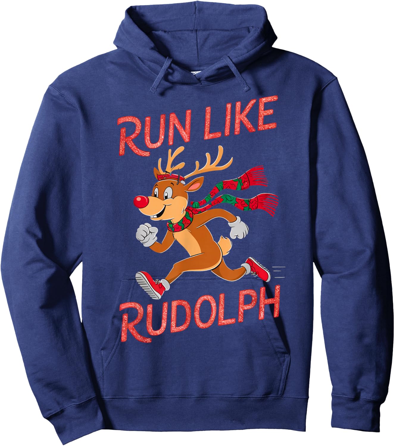 Reindeer Rudolph Christmas Running Runner Costume Marathon Hoodie - Hoodie | Navy