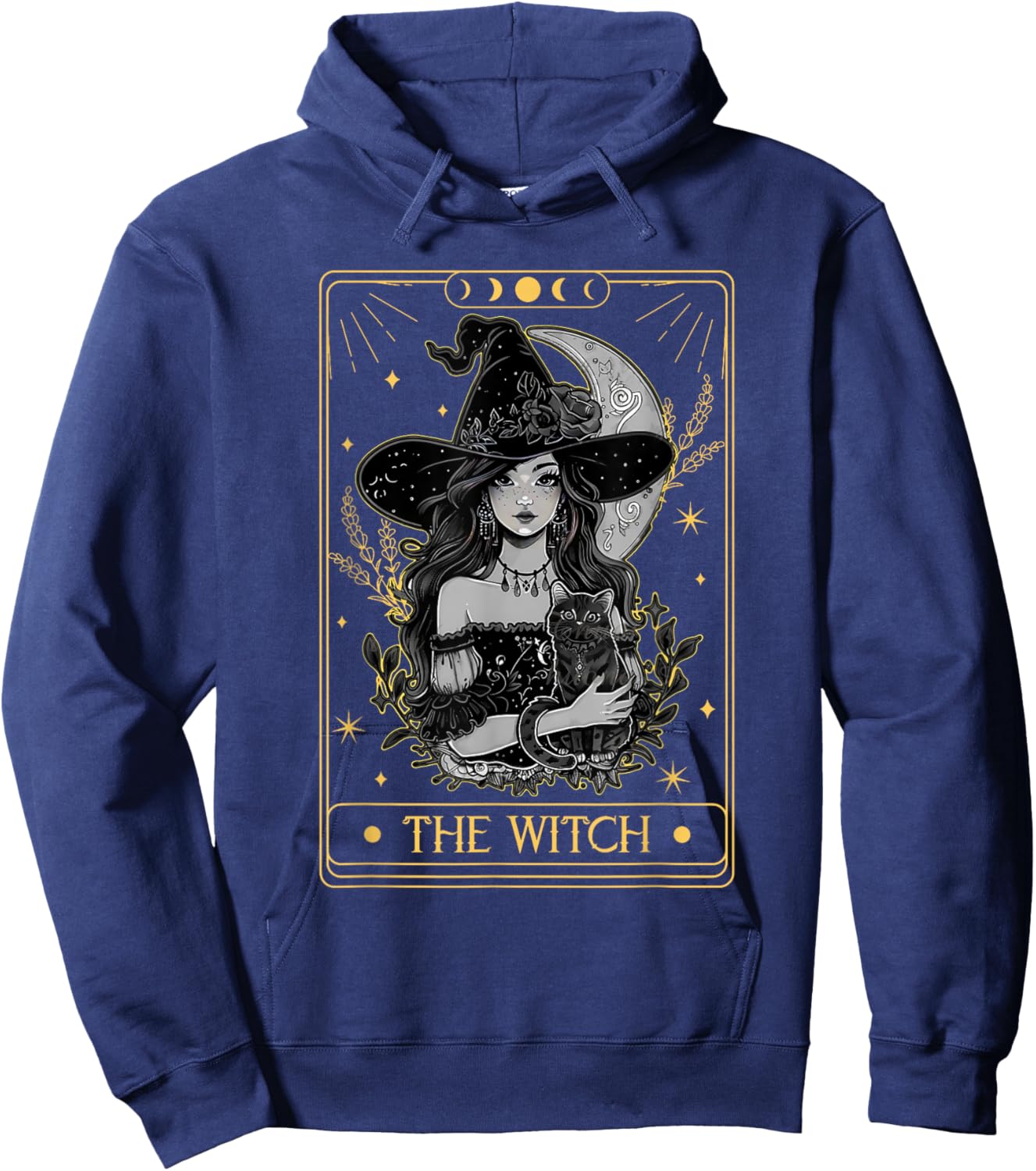 Tarot Card The Witch Witchy Funny Black Cat Spooky Halloween Women Kids Hoodie - Hoodie | Navy