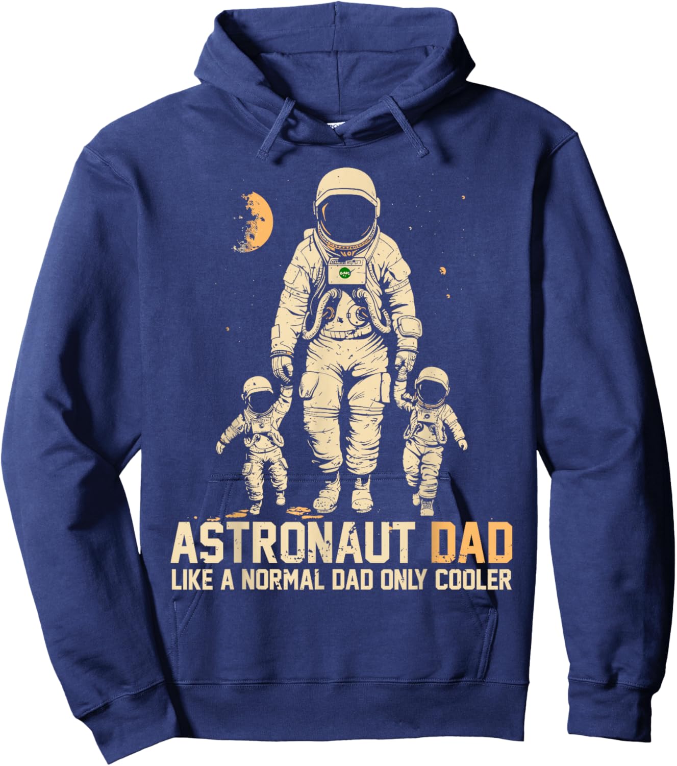 Astronaut Dad Funny Space Father Of 2 Kids Father's Day Twin Hoodie - Hoodie | Navy