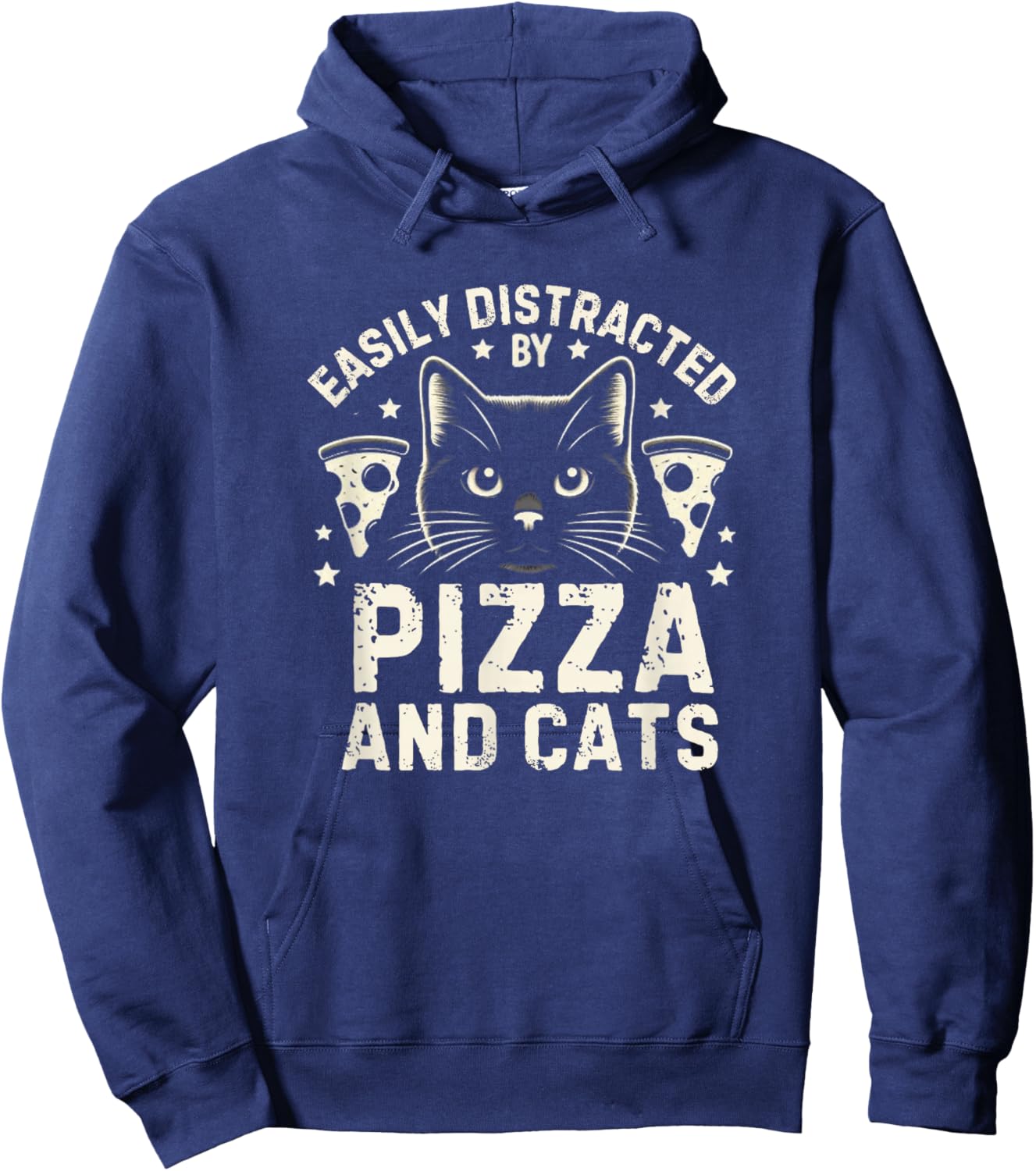 Funny Pizza Lover Foodie Pizza Pun Pizza and Cats Hoodie - Hoodie | Navy