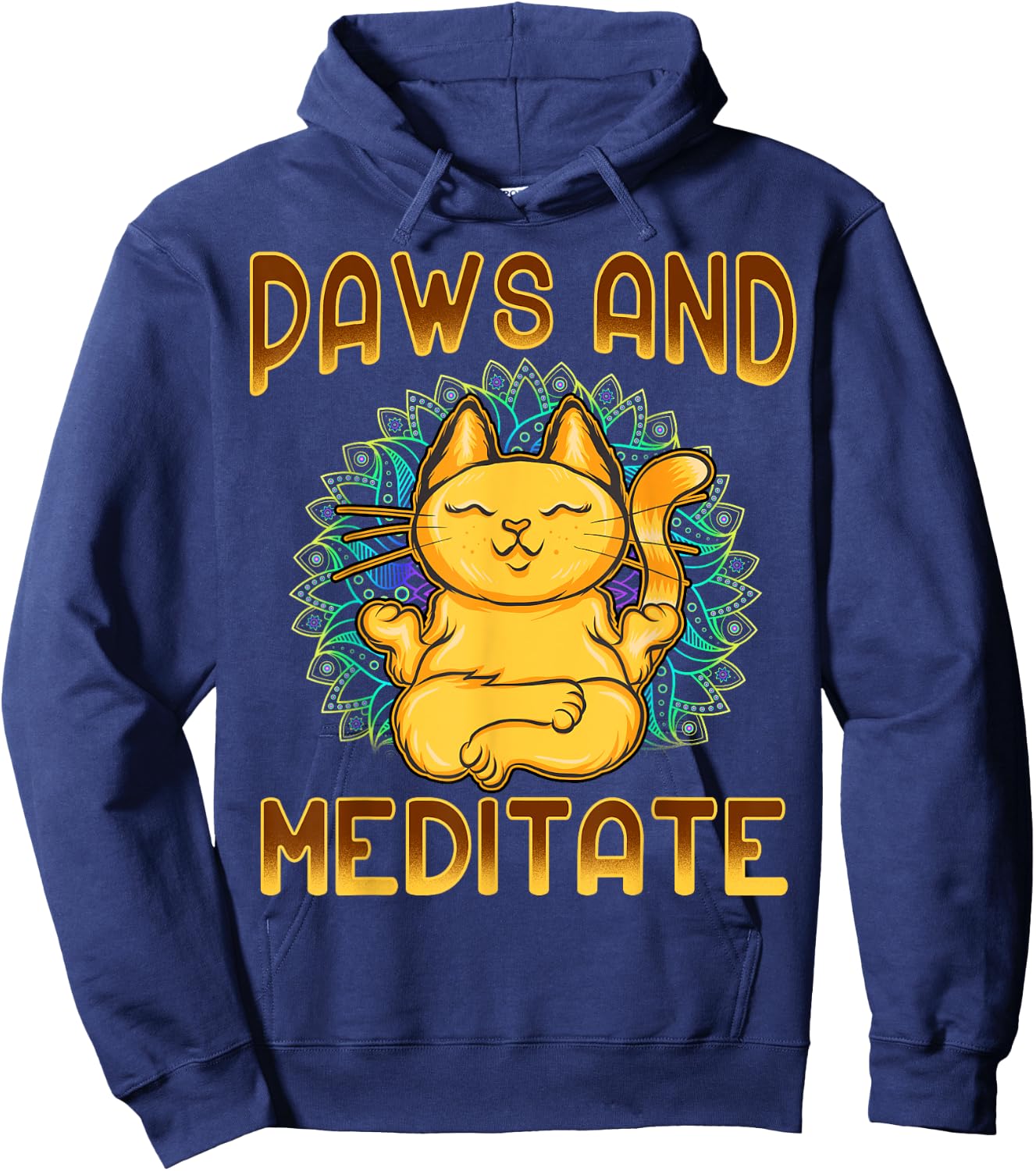 Yoga Paws And Meditate Funny Cat Lover Yogi Namaste Kitten Men Women Kids Hoodie - Hoodie | Navy