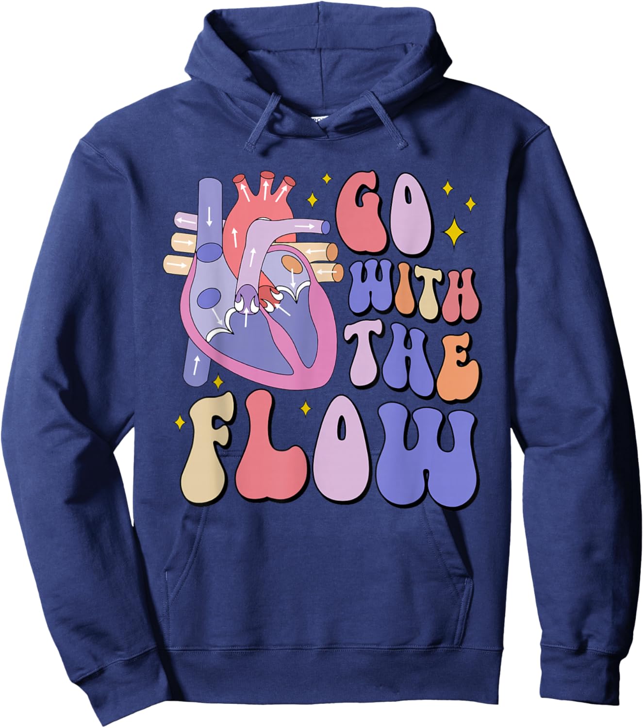 CVICU Cardiac Nurse Anatomy Cardiology Human Heart Flow Hoodie - Hoodie | Navy