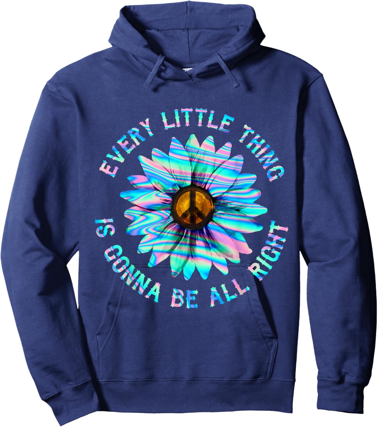 Every Little Thing Is Gonna Be Alright Hippie Flower Hoodie - Hoodie | Navy