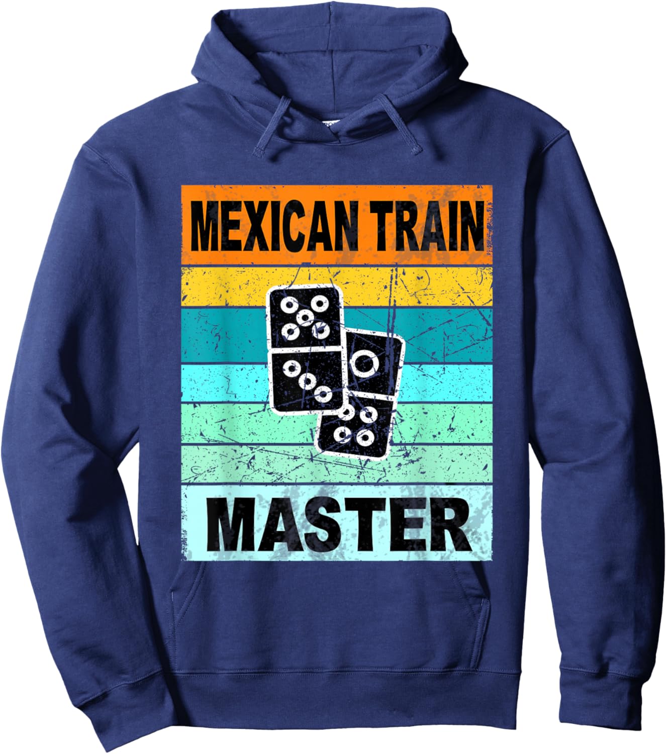 Retro Mexican Train Master Shirt Funny Dominoes Shirts Men , Small, Black Hoodie - Hoodie | Navy