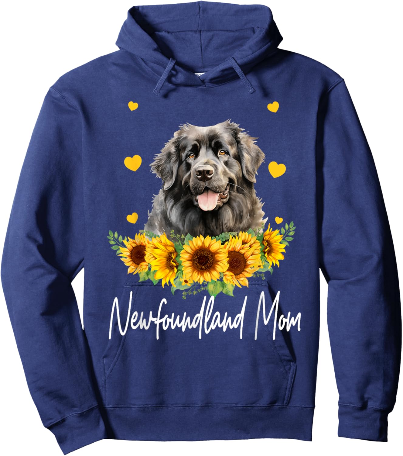 Sunflower Newfoundland Mom Dog Lover Hoodie - Hoodie | Navy