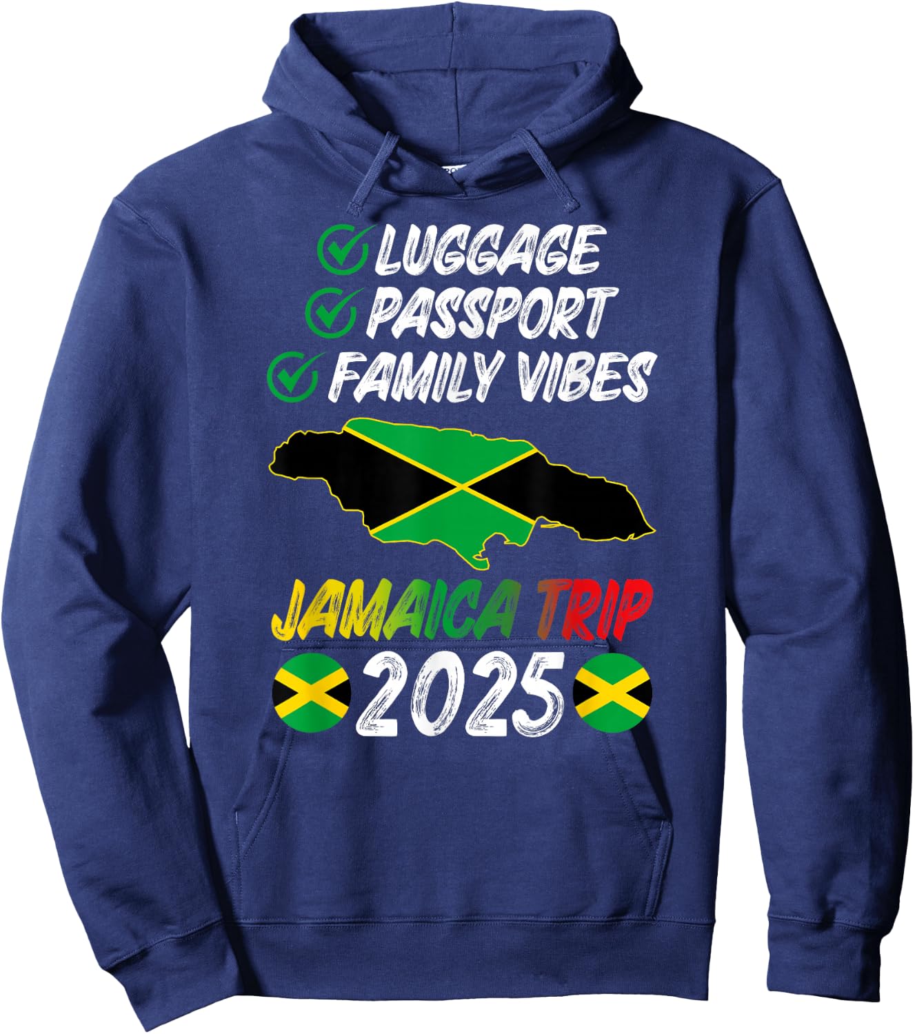 Family Vibes Jamaica Family Trip 2025 Jamaica Vacation Hoodie - Hoodie | Navy