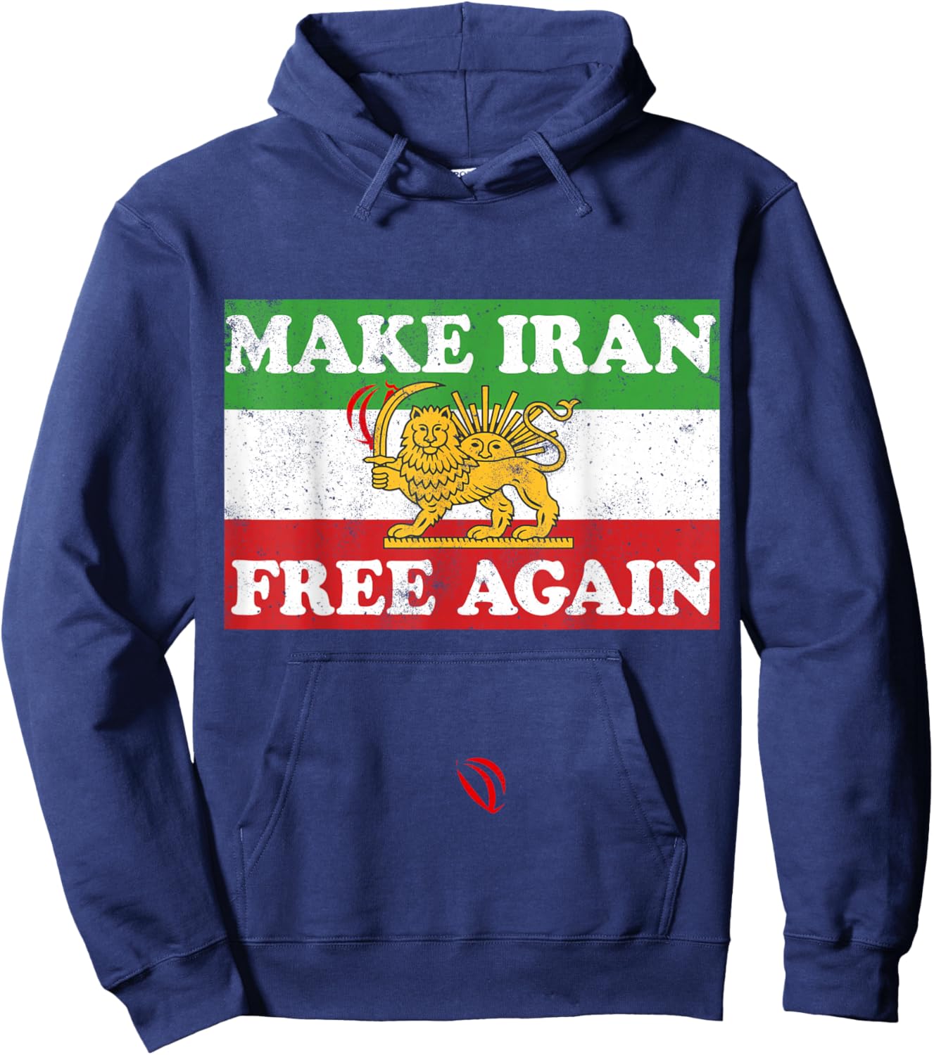 Iran Flagge Löwe Sonne Schwert Free Iran Unterstützung Frauen des Iran Hoodie - Hoodie | Navy