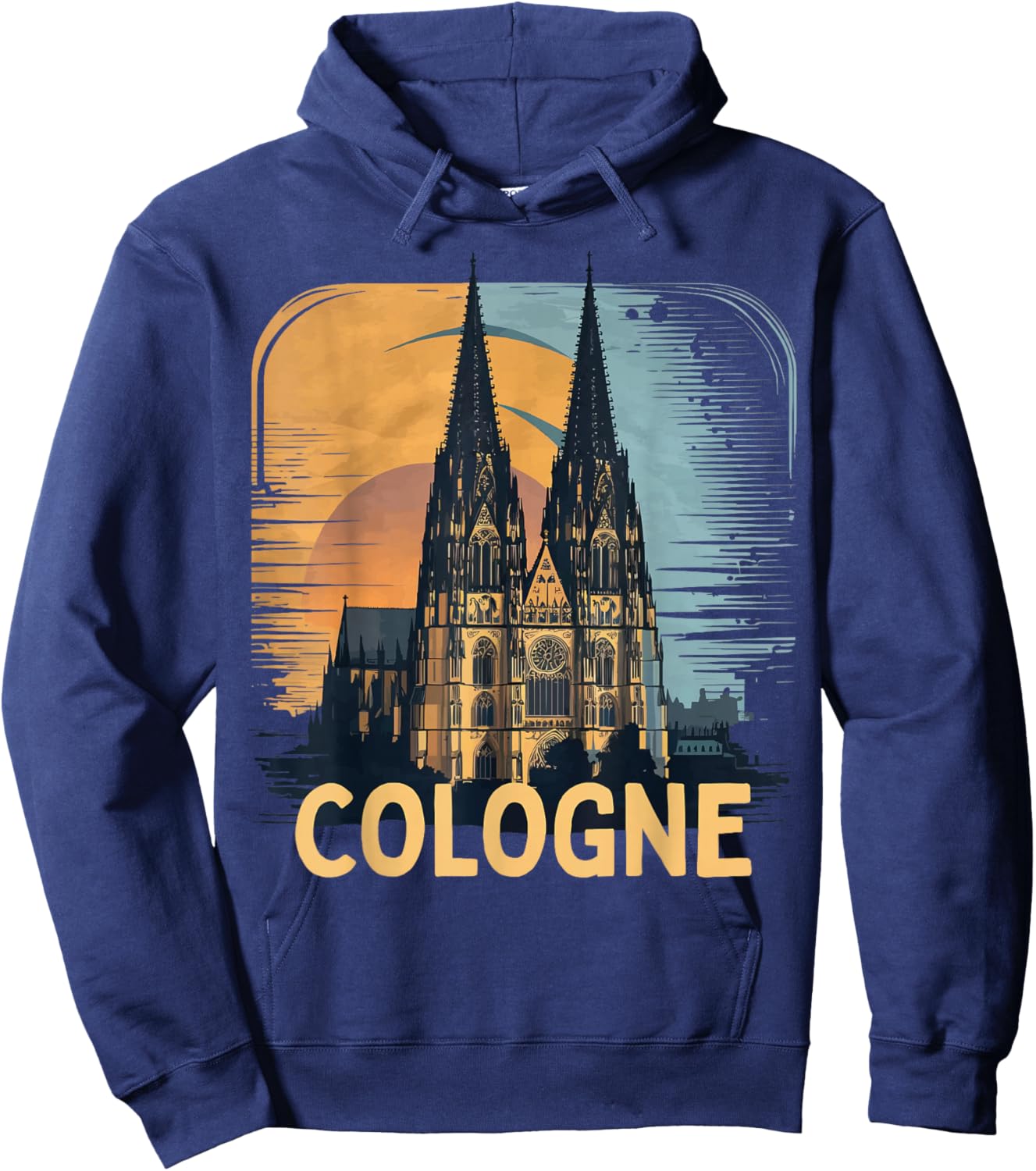 Cologne Cathedral Vintage Silhouette Köln German Skyline Hoodie - Hoodie | Navy