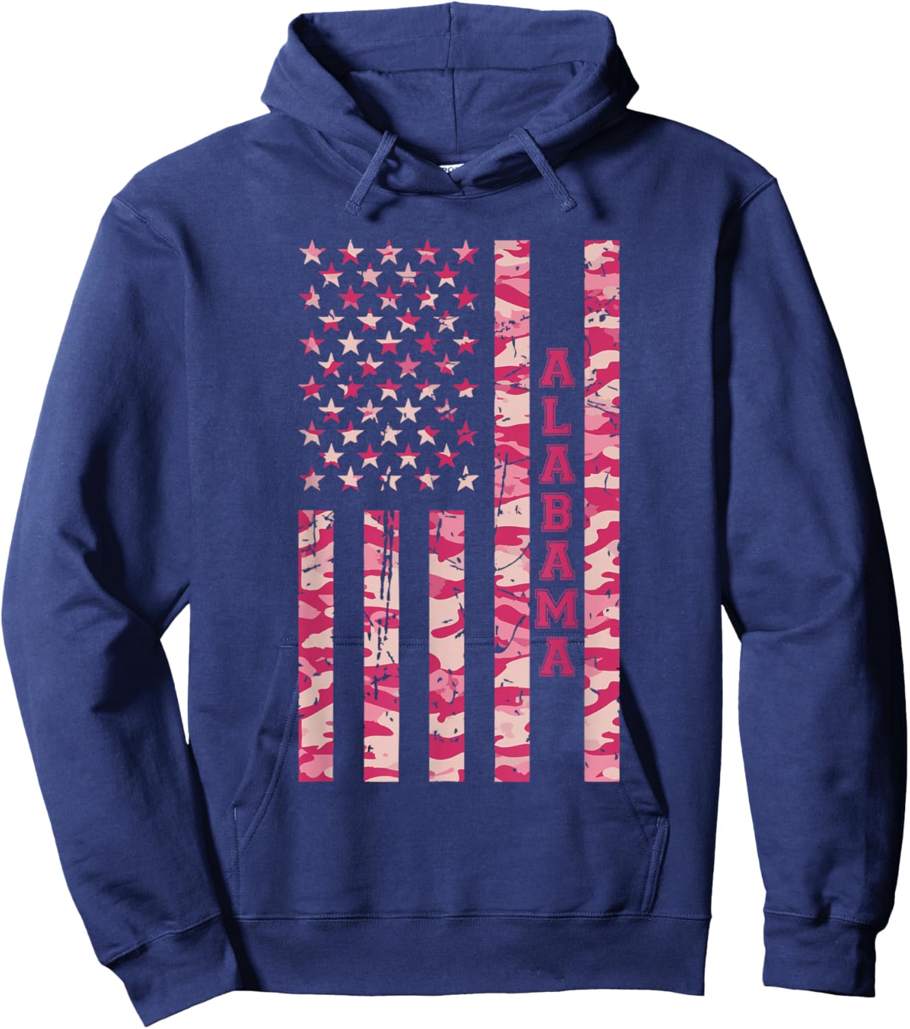 Alabama Southeastern State Roll Tide Pink Camo USA Flag Hoodie - Hoodie | Navy