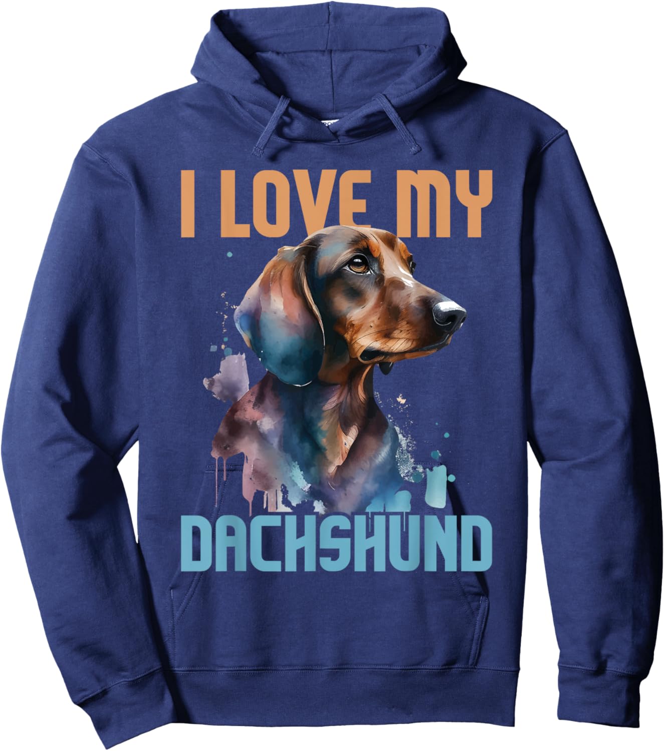 I Love My Dachshund - Paw Print Dog Lover Pet Breeder Men Women Kids Hoodie - Hoodie | Navy