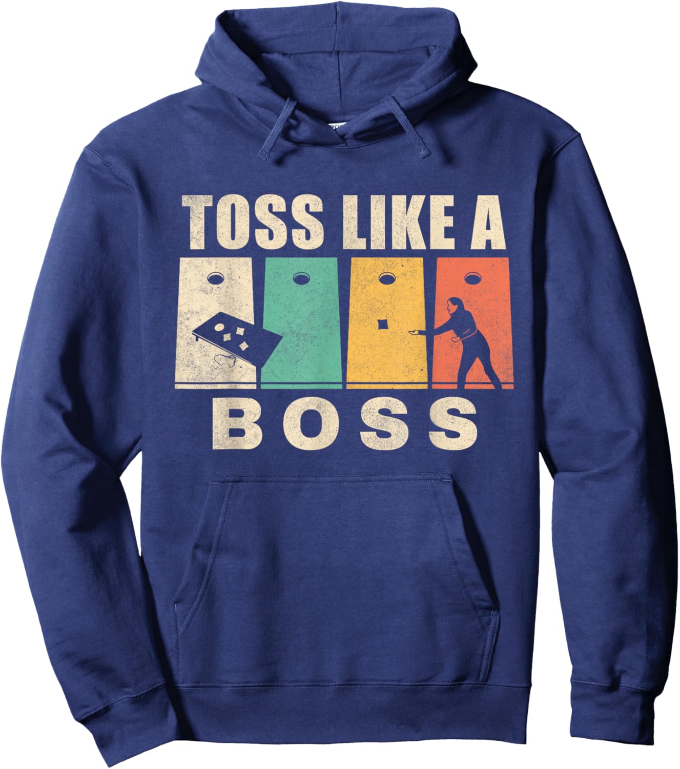 Funny Cornhole Shirt Women Toss Like A Boss Dad Hoodie - Hoodie | Navy