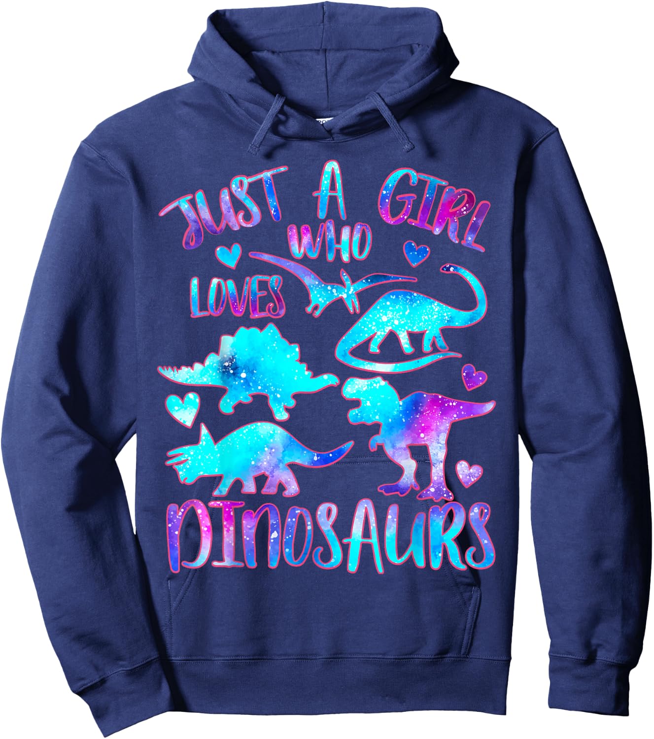 Just a Girl Who Loves Dinosaurs Watercolor Galaxy Dinosaur Hoodie - Hoodie | Navy