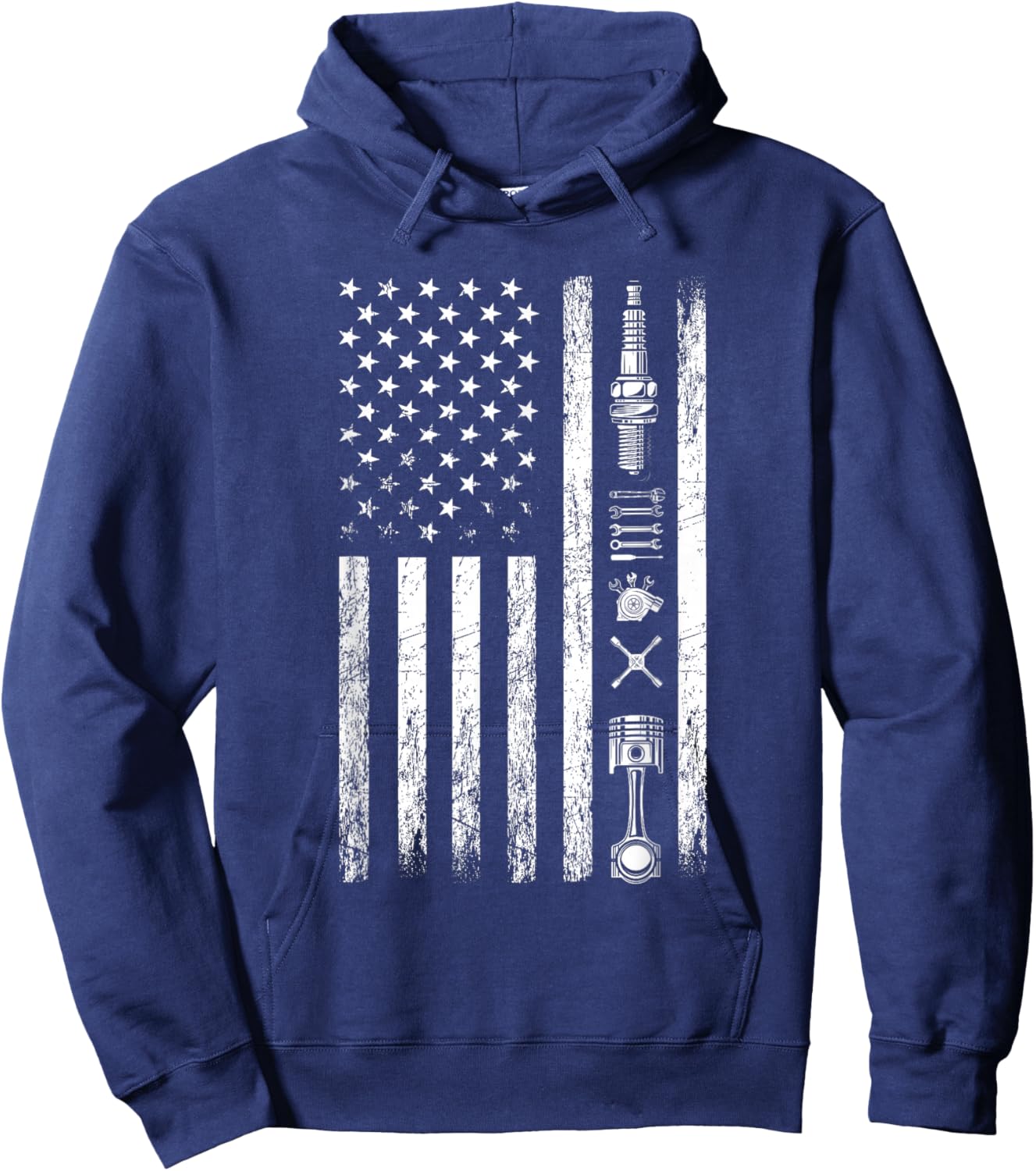 Mechanic US Flag Patriotic Worker Patriot USA Mechanic Hoodie - Hoodie | Navy