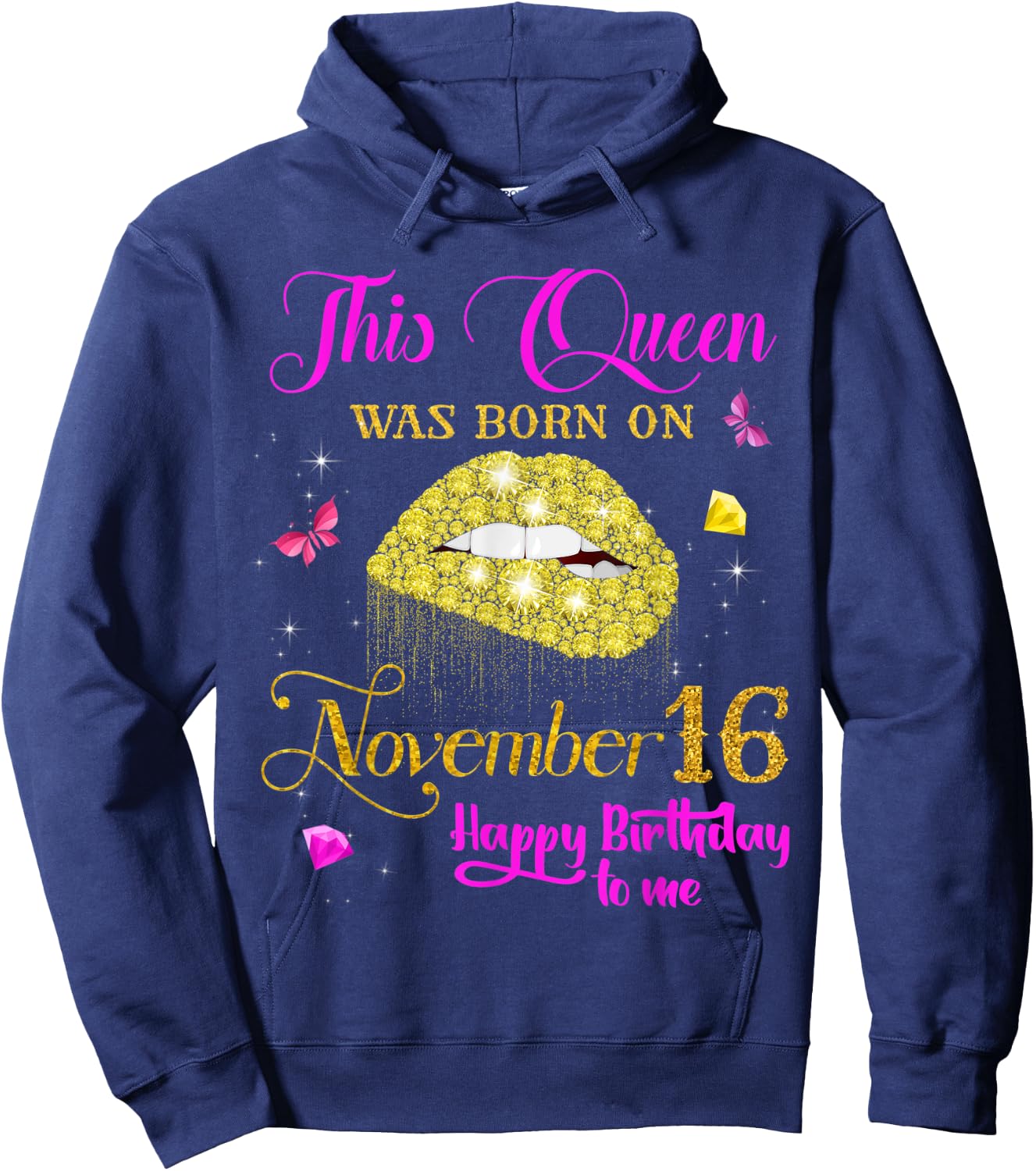 This Queen Was Born on November 16, 16th November Birthday Hoodie - Hoodie | Navy