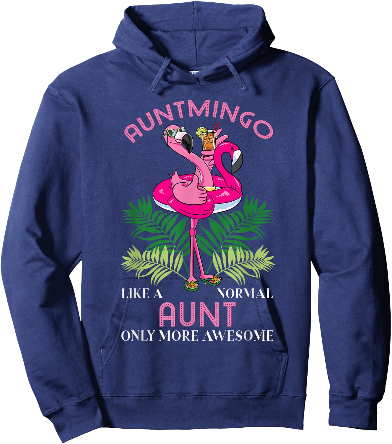 Auntmingo Aunt Flamingo Lover Auntie Hoodie - Hoodie | Navy