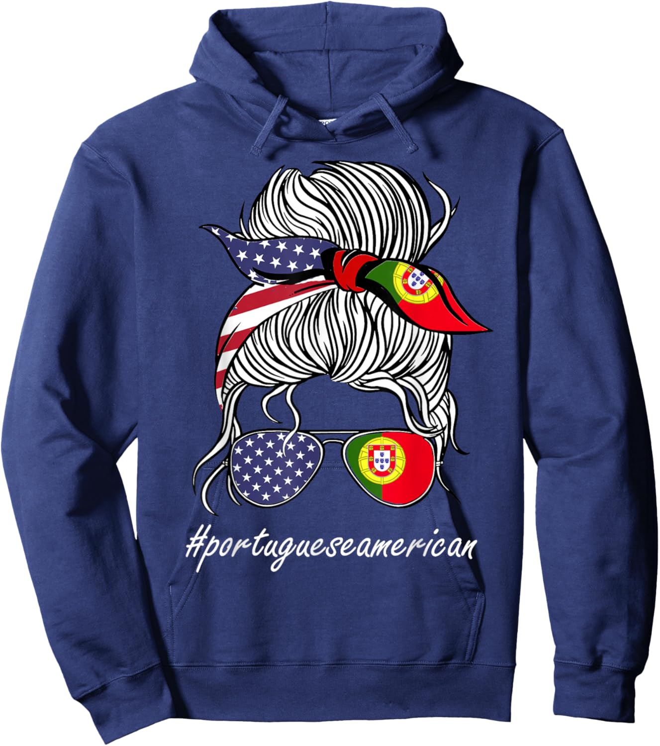 Portugal Heritage American Grown Women Girl Portugal Flag Hoodie - Hoodie | Navy