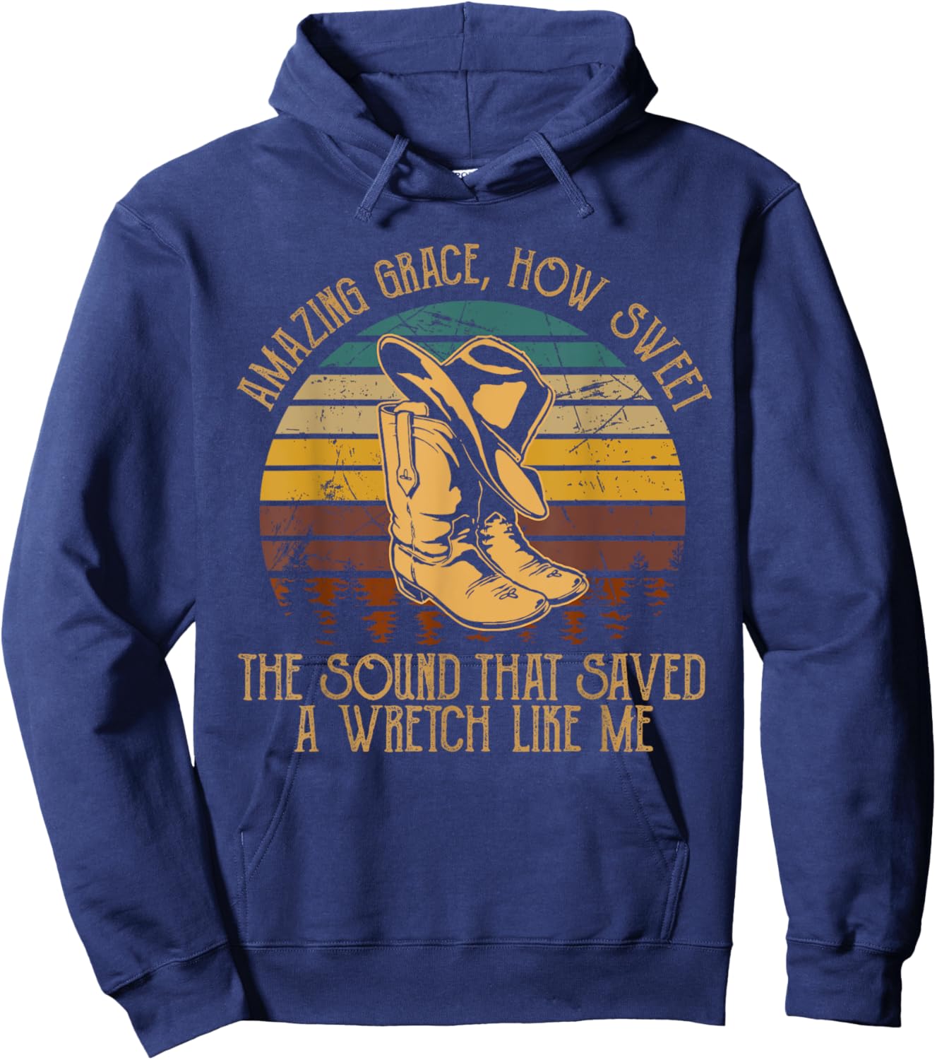 Amazing How Grace Sweet The Sound That Saved Wretchs Like Me Hoodie - Hoodie | Navy