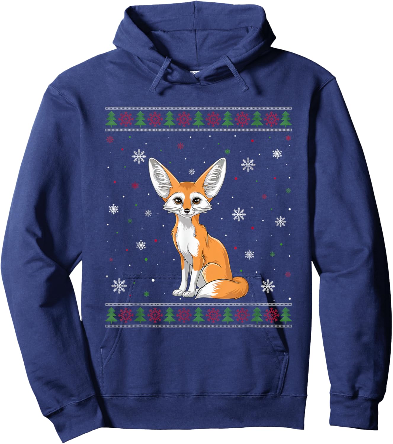 Fennec Fox Christmas Sweater Men Women Kids Xmas Funny Hoodie - Hoodie | Navy