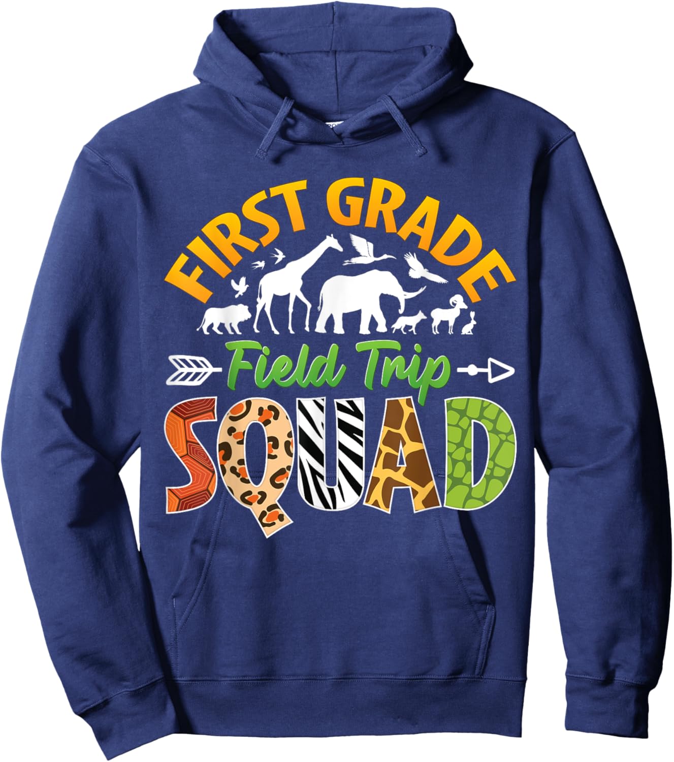 First Grade Zoo Field Trip Squad Matching Teacher Students Hoodie - Hoodie | Navy