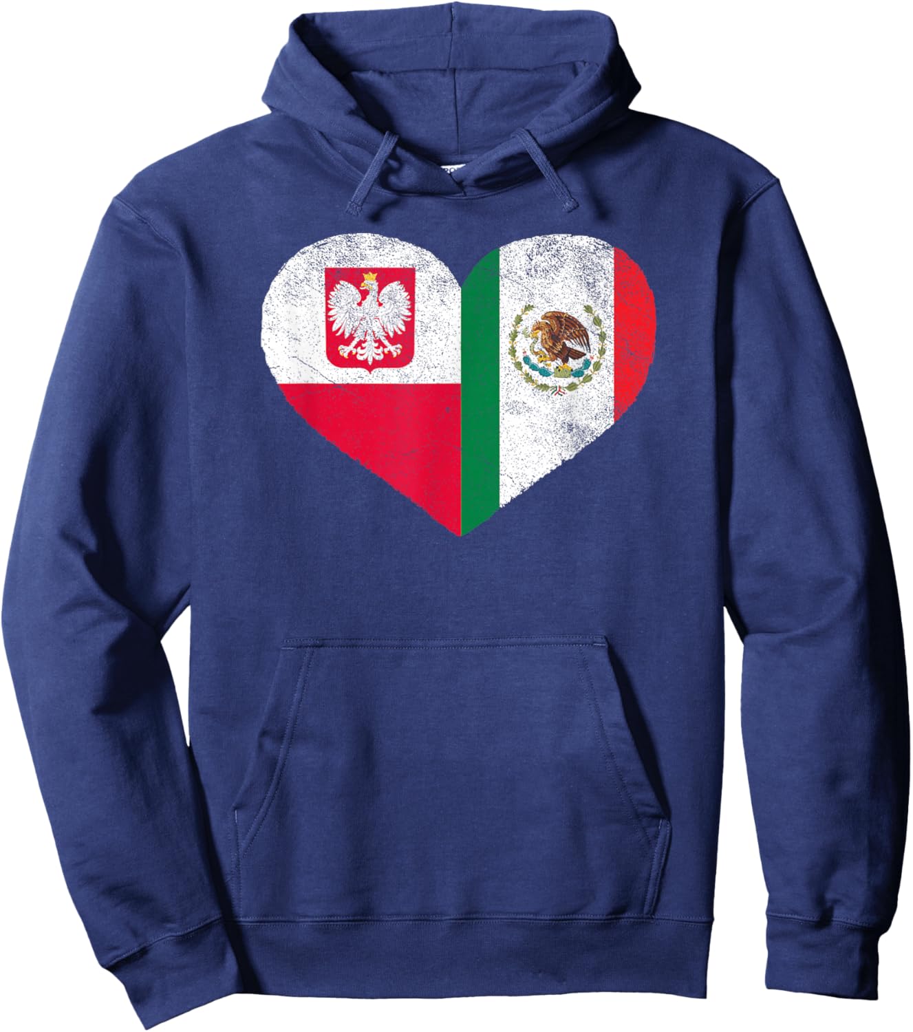 Polish Mexican Flag Heart Poland Mexico Hoodie - Hoodie | Navy