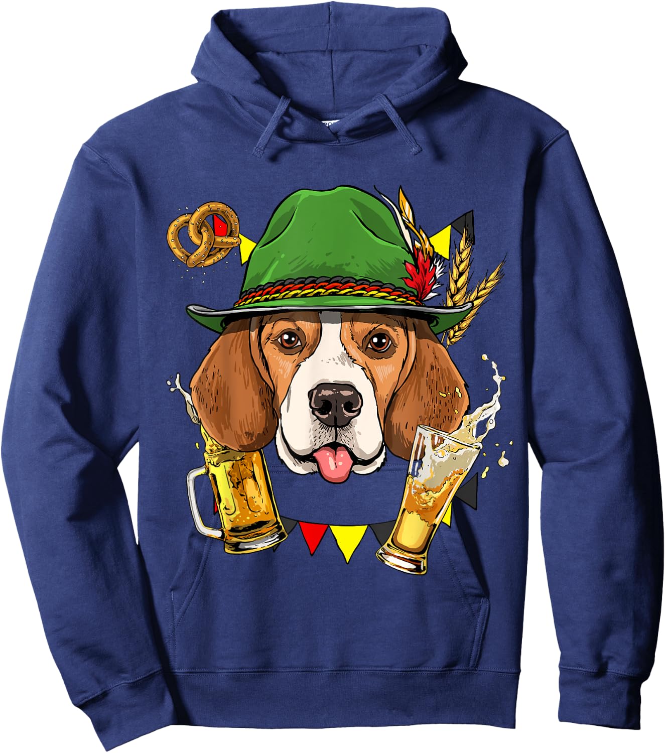 Beagle Oktoberfest Shirt Lederhosen Costume German Beer Fest Hoodie - Hoodie | Navy