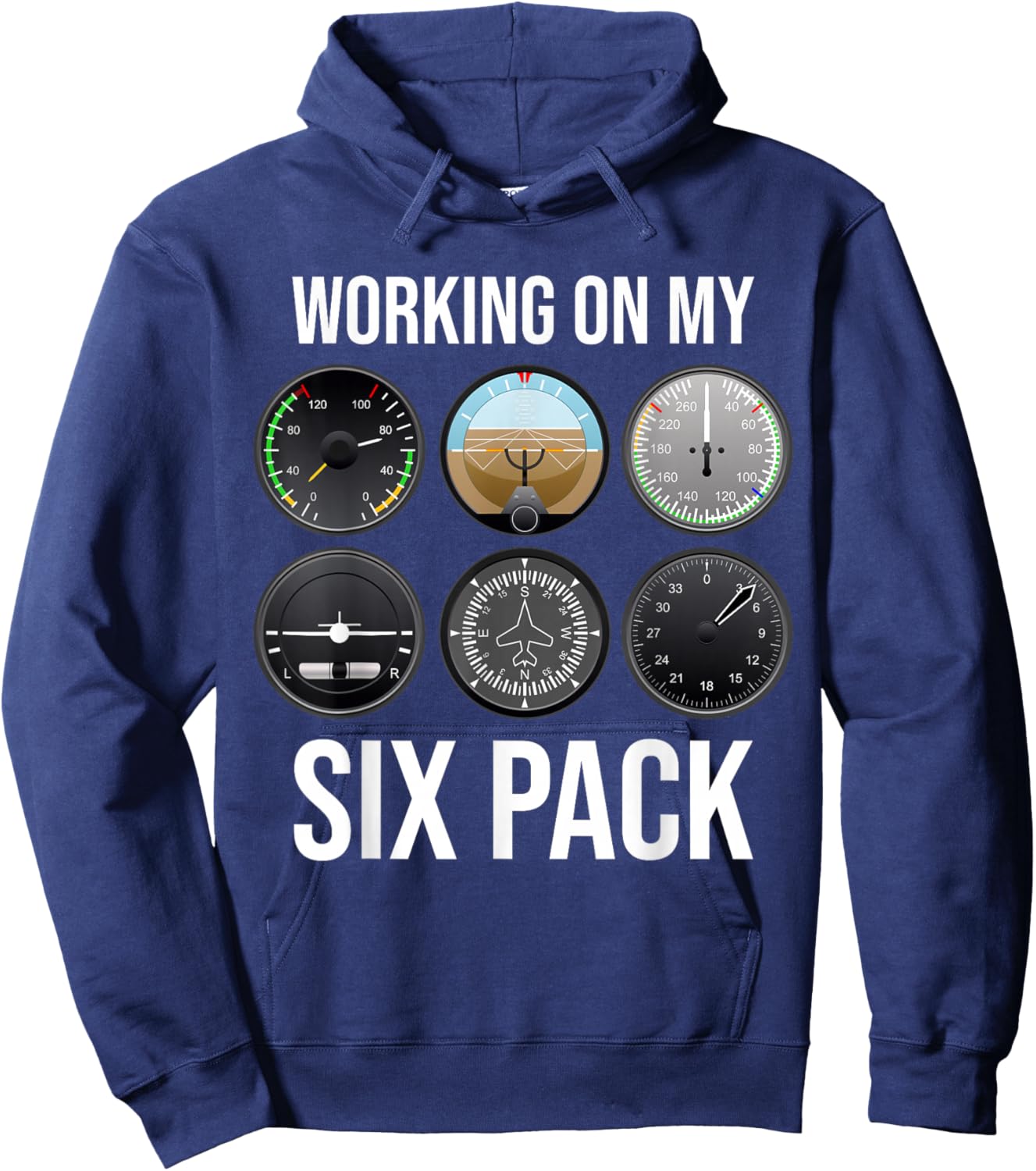 Working On My Six Pack Funny Pilot Aviator Aviation Airline Hoodie - Hoodie | Navy