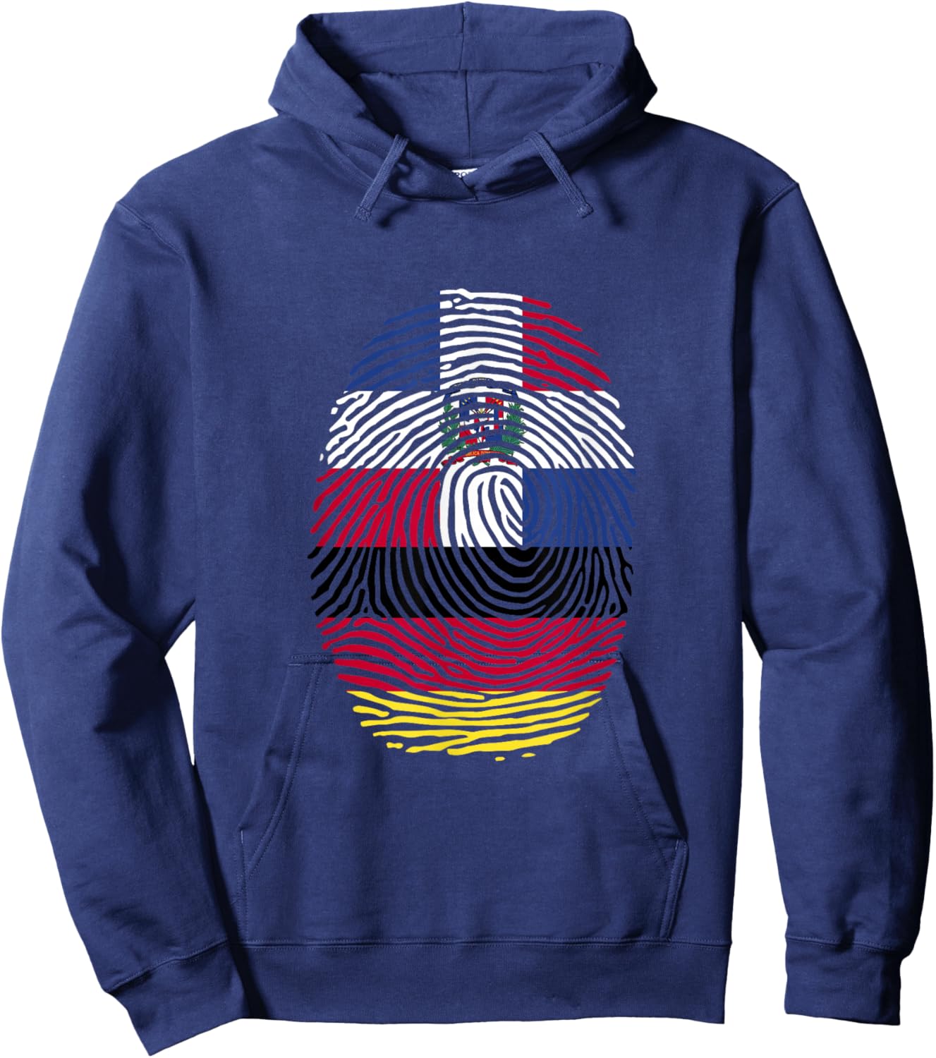 Dominican and Germany Fingerprint Dominicana German Roots Hoodie - Hoodie | Navy