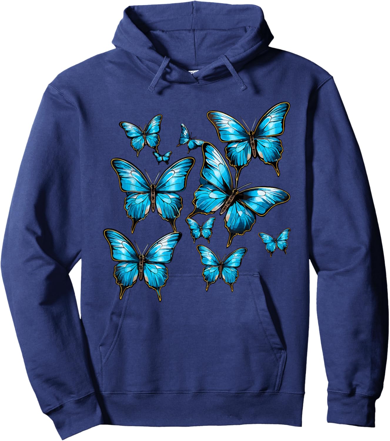 Blue Morpho Butterfly Art Entomologist Flower Hoodie - Hoodie | Navy