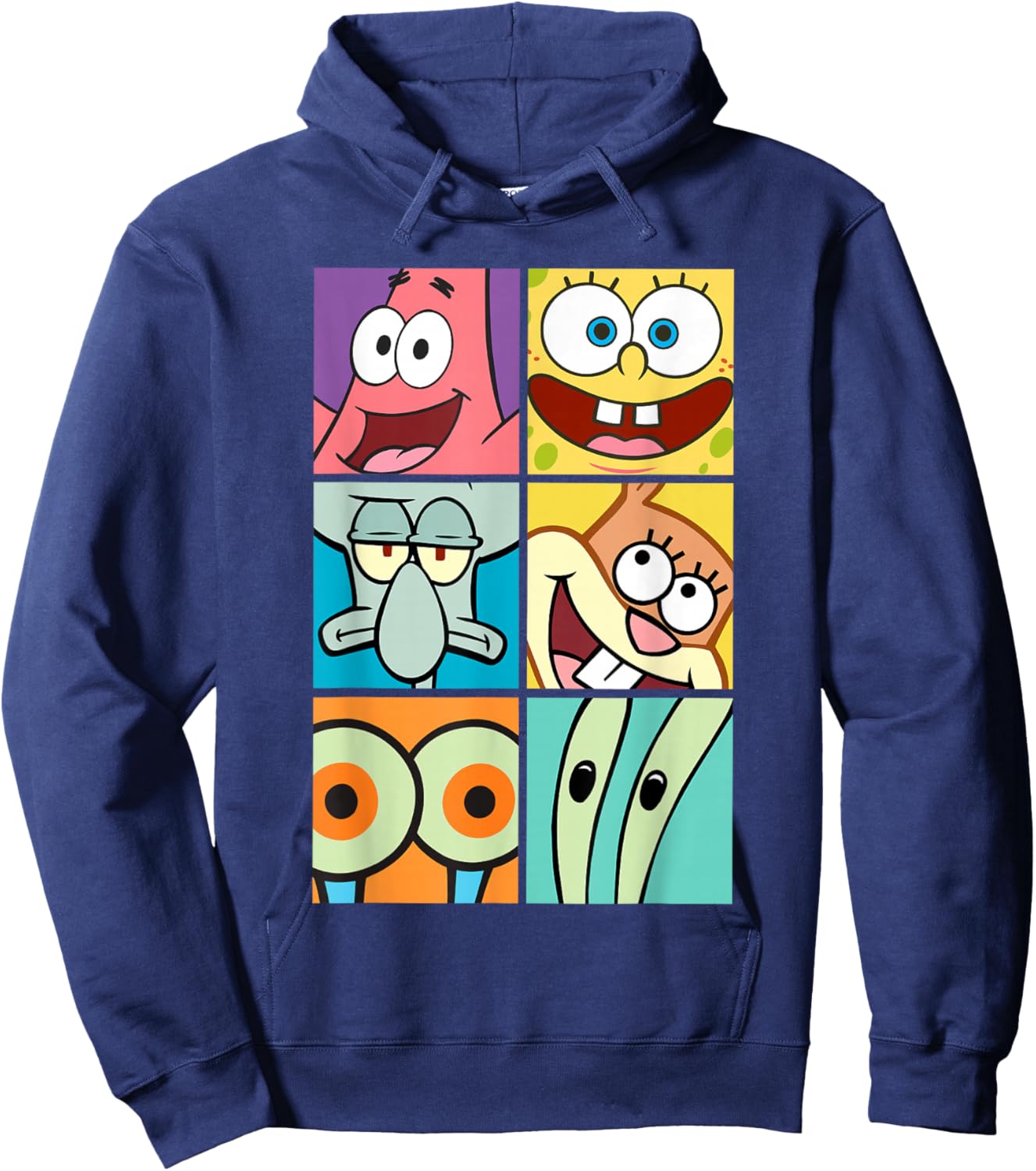 SpongeBob SquarePants Character Faces Closeup Panels Hoodie - Hoodie | Navy
