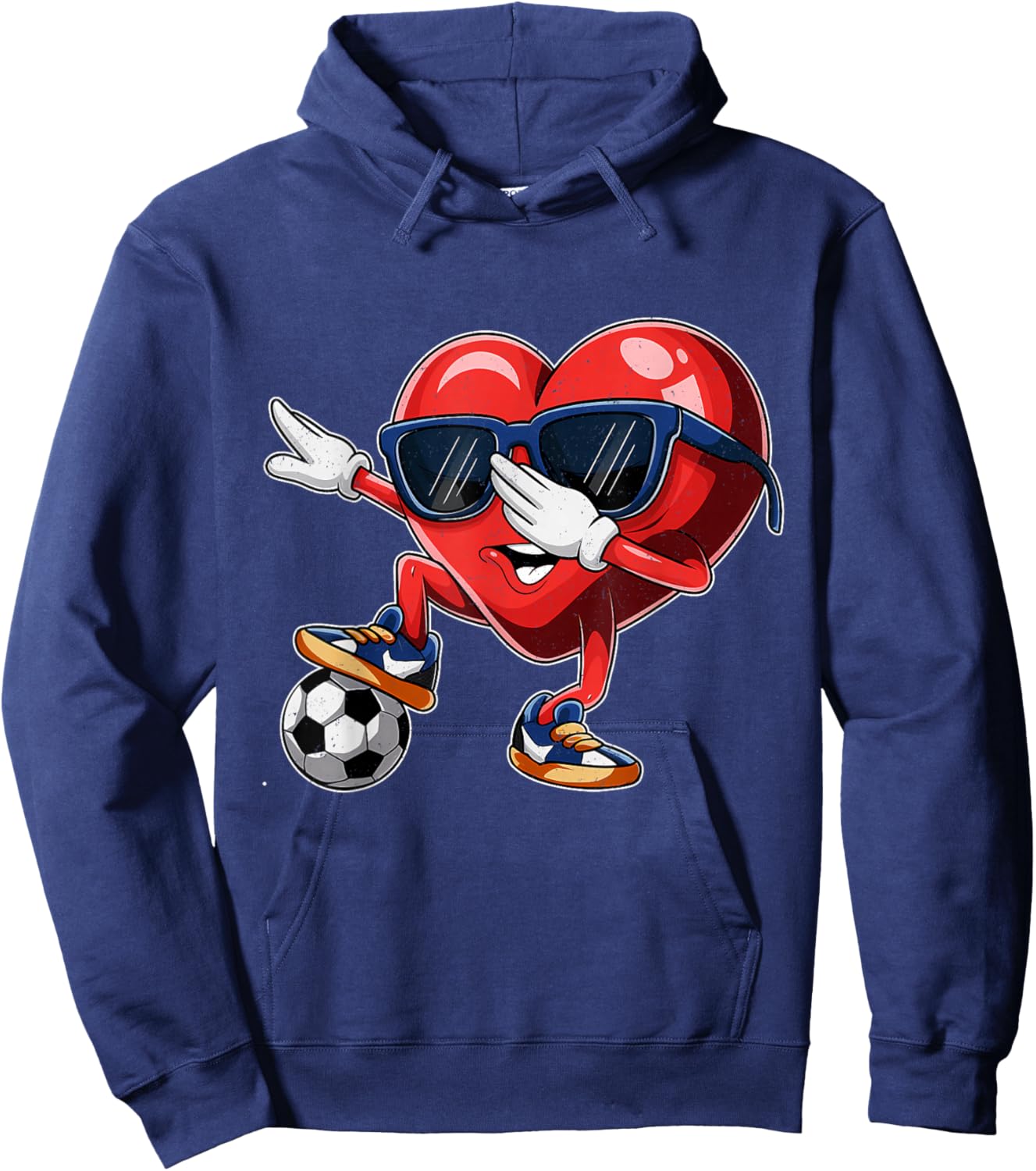 Valentine's Day Heart Dabbing Heart Player Soccer Boys Girl Hoodie - Hoodie | Navy
