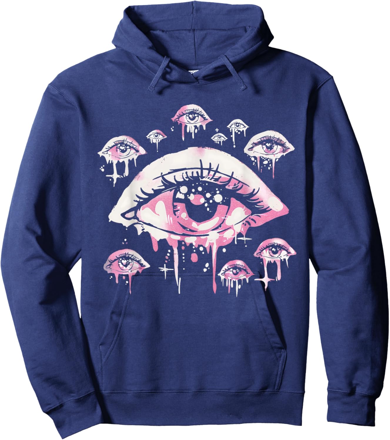 Eyes Pastel Goth Pink Weird Grunge Alt Odd Strange Aesthetic Hoodie - Hoodie | Navy