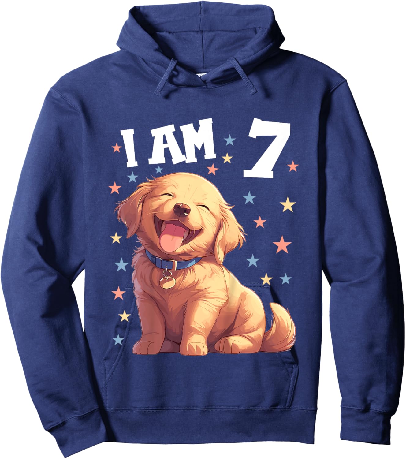 Kids 7 Years old 7th birthday Golden Retrievers Golden Retriever Hoodie - Hoodie | Navy