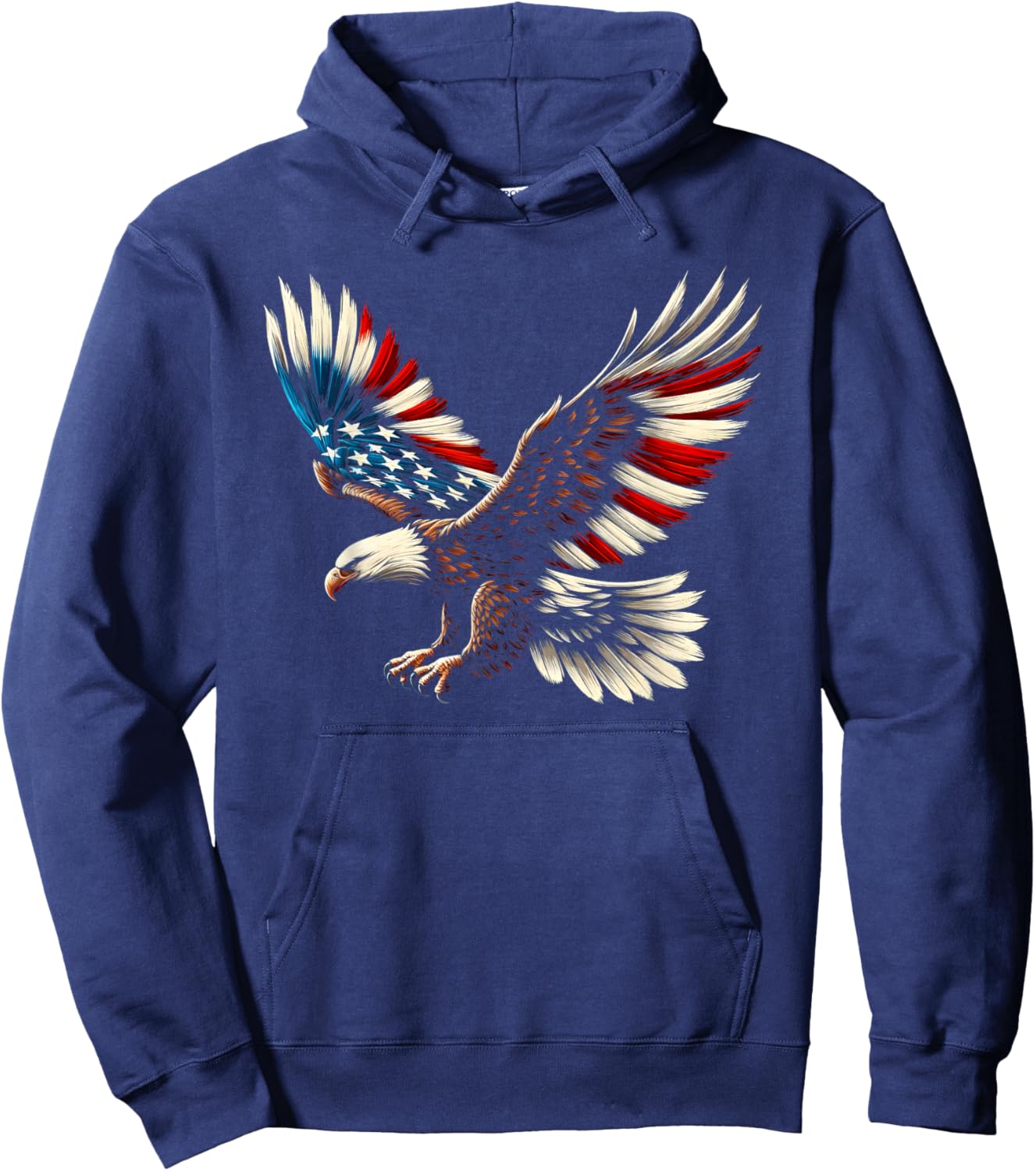 Bald Eagle & Patriotic American Flag 4th Of July Hoodie - Hoodie | Navy