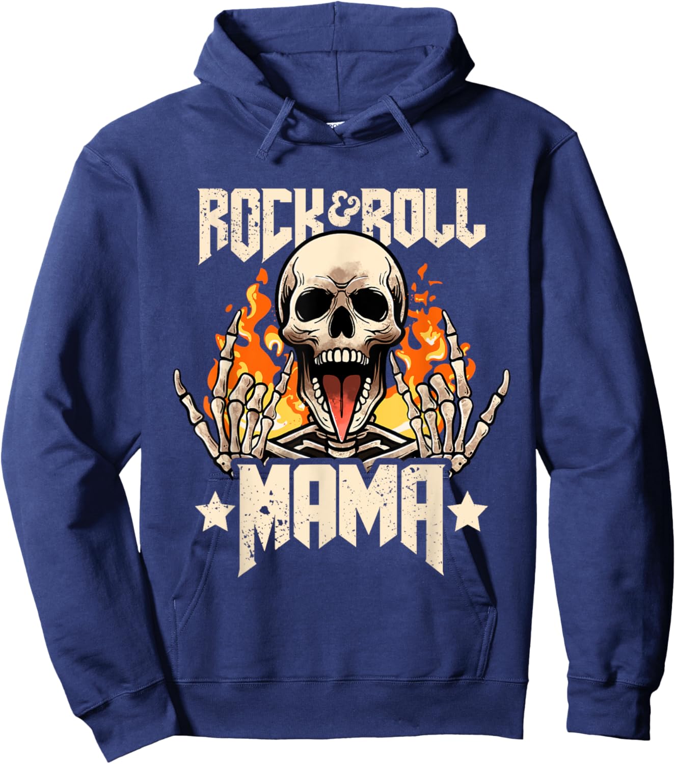 Rock And Roll Mama Mom Vintage Retro Rock&Roll Rock Concert Hoodie - Hoodie | Navy