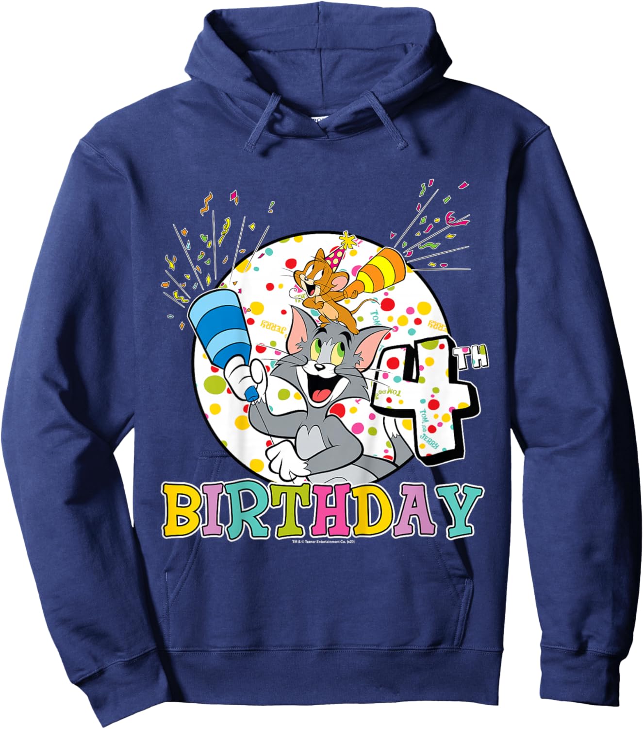 Kids Tom and Jerry 4th Birthday Portrait Hoodie - Hoodie | Navy