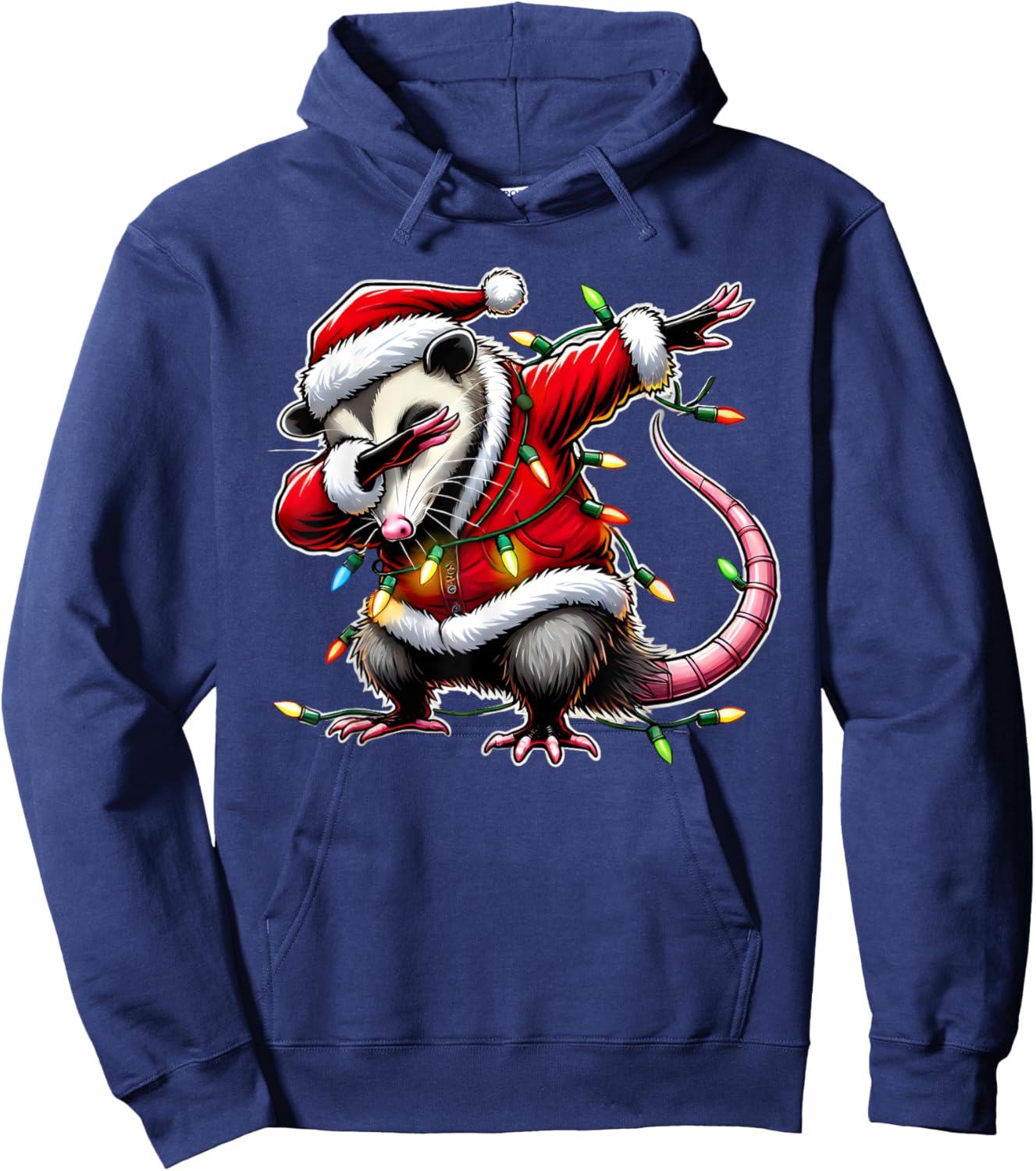 Christmas Santa Costume Dabbing Opossum Xmas Lights Kids Dab Hoodie - Hoodie | Navy