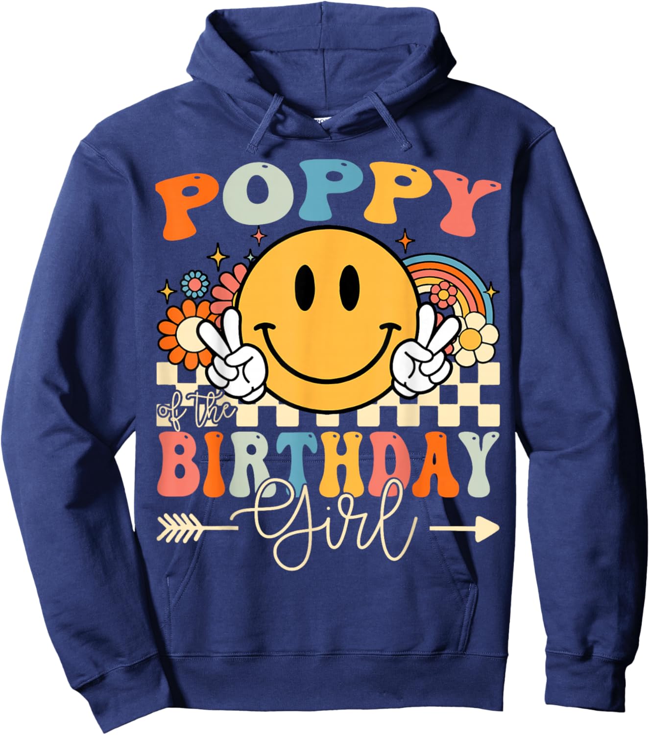 Poppy Of The Birthday Girl Groovy Retro Vintage Hoodie - Hoodie | Navy